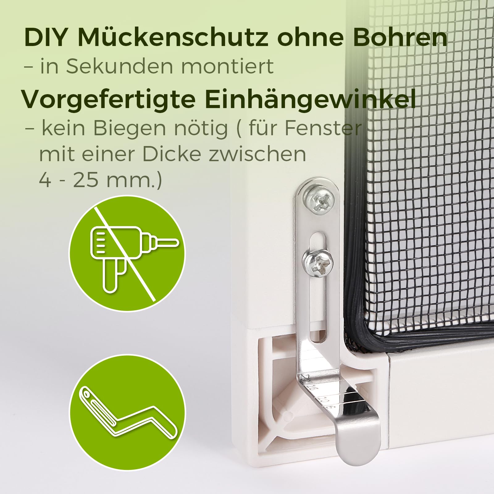 FLYZZZ Fliegengitter für Fenster bis 98,4x116,9cm, Insektenschutz mit Rahmen als Selbstbausatz Ohne Bohren, Zum Individuellen Kürzen, (Material 100x120cm) Weiß