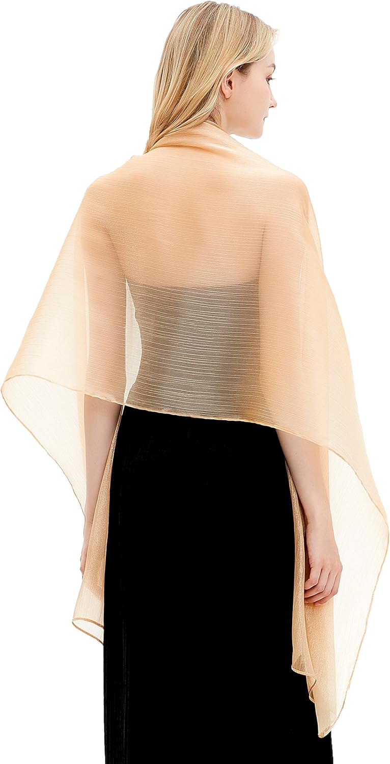 Gragengs Women Shawls and Wraps for Evening Dresses Lightweight Sheer Crepe Scarf Shimmer Wedding Party Stole - Image 2