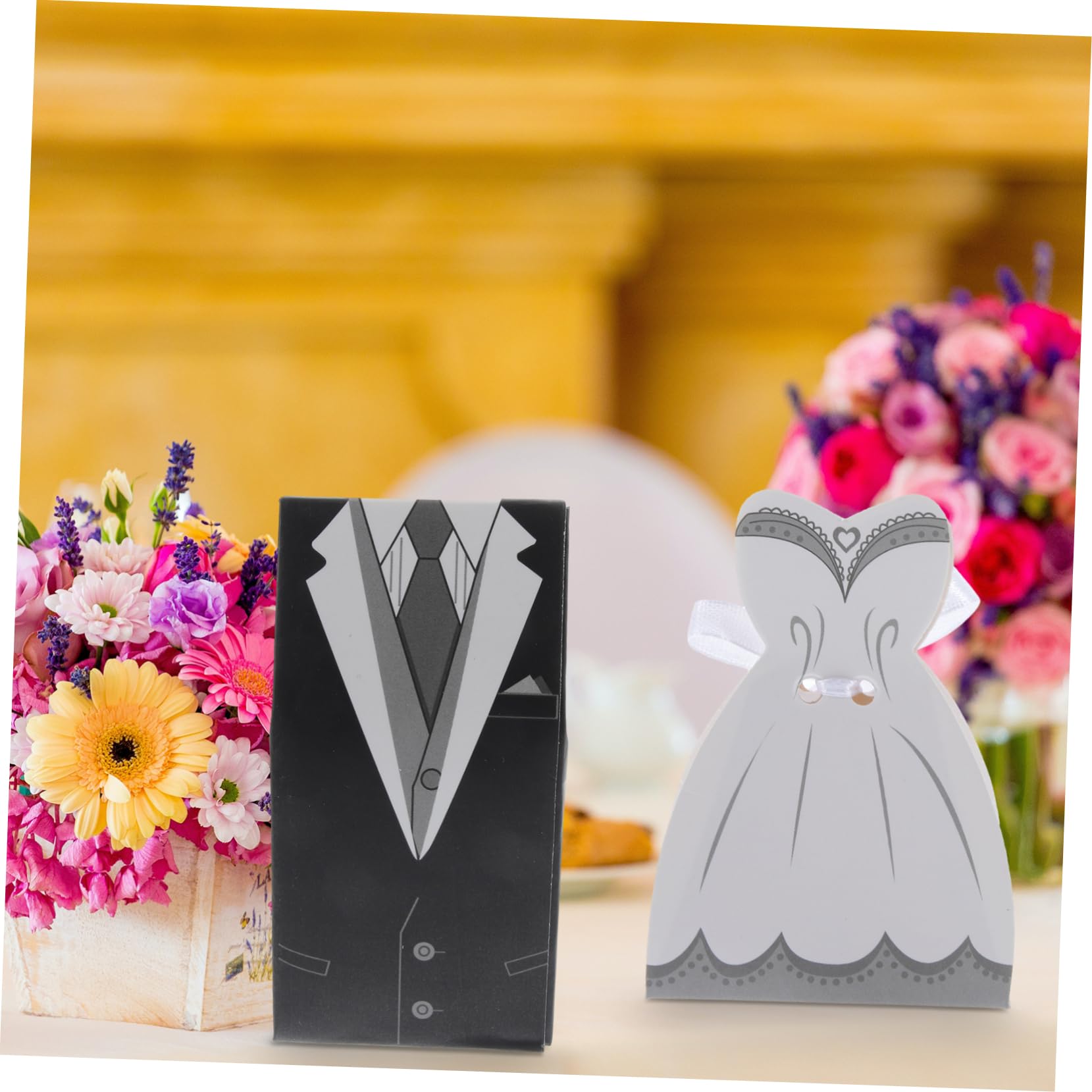 100 Pezzi Scatole Regalo per Matrimoni Nastri di Seta, Confezioni Eleganti e Sicure in Carta per Bomboniere, per Banchetti e Feste Nuziali
