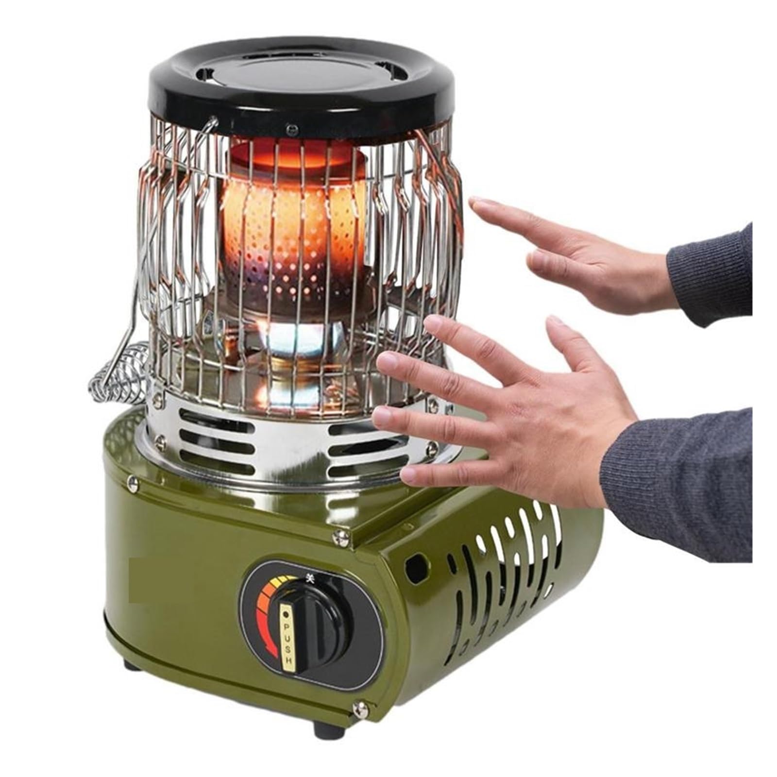 Outdoor Camping Piecyk Gazowy Przenośny Grzejnik Na Propan Elektroniczne Urządzenie Zapłonowe Ogrzewacz Dłoni Palnik Namiotowe Piece Podgrzewacz łAtwe W Przygotowaniu(Green)