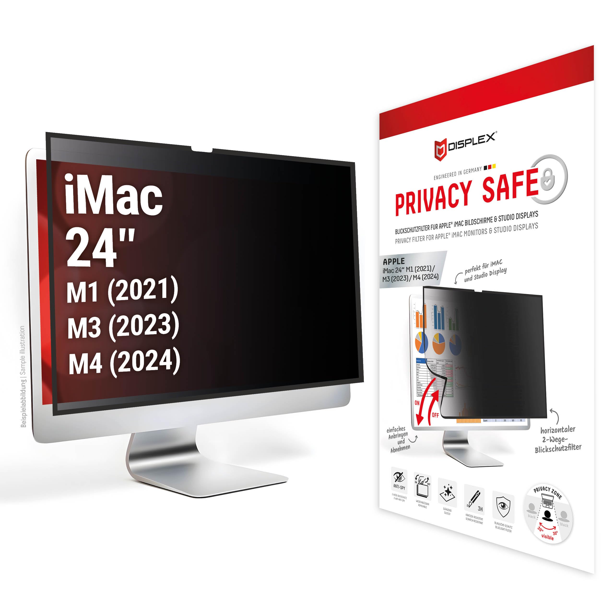 Displex PRIVACY SAFE Magnetischer 2-Wege Blickschutzfilter für Apple iMac 24" M1 (2021)/ M3 (2023)/ M4 (2024)