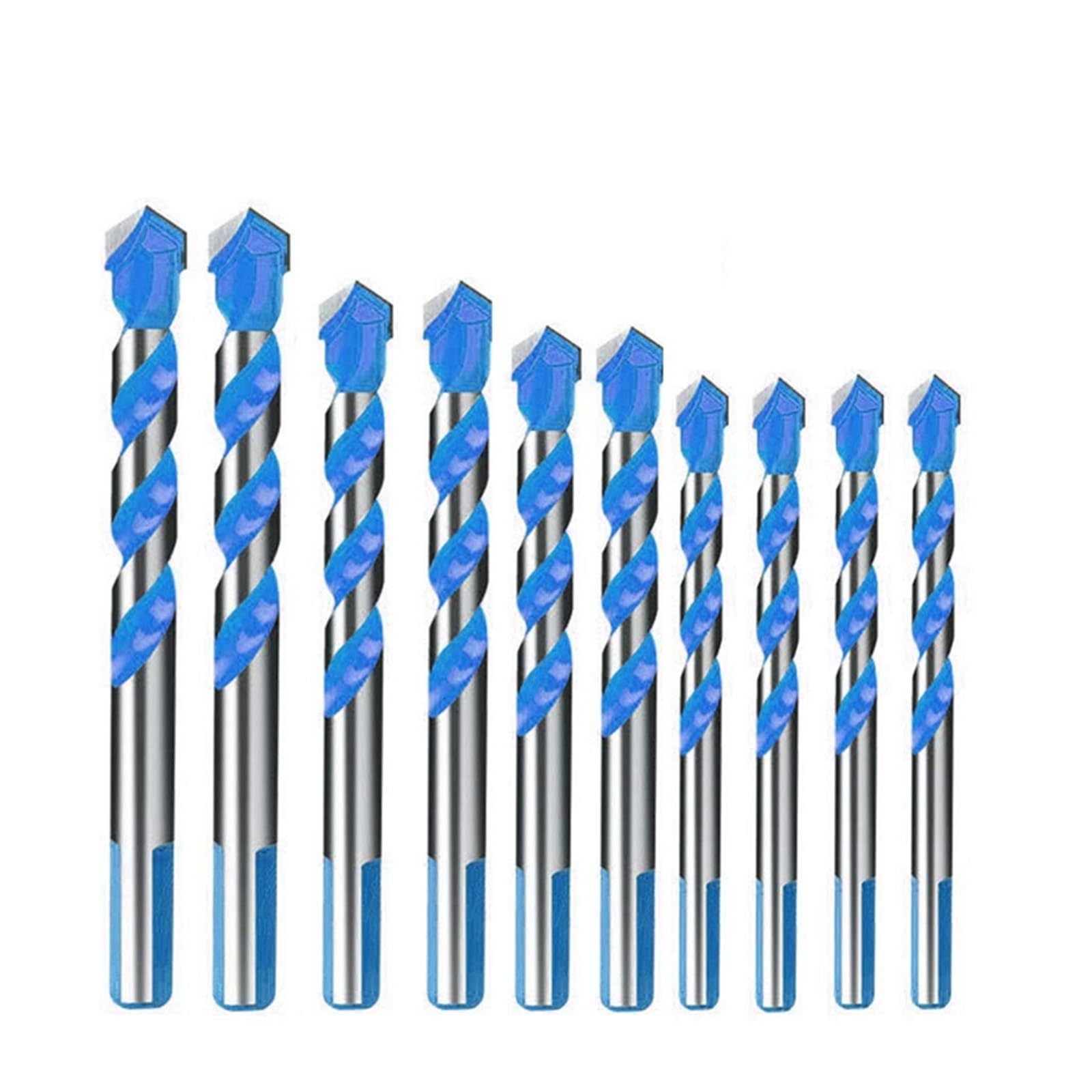 Juego de 10 brocas for mampostería de carburo de tungsteno for metal, acero, porcelana, cerámica, hormigón, ladrillo, plástico, madera (6 8 10 12 mm)