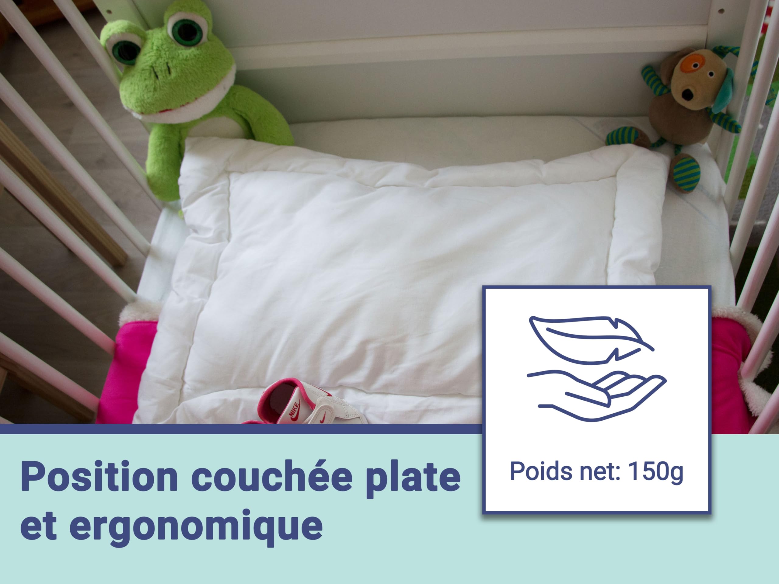ZOLLNER Oreiller Plat pour Les Petits Enfants - Convient aux Personnes allergiques - Tissu mélangé - Lavable à 95°C - 40x60 cm - qualité hôtelière