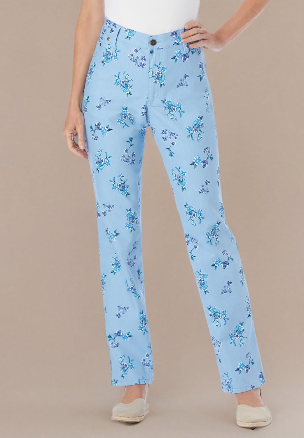 Woman Within Plus Size Stretch Denim 5-Pocket Straight-Leg Jeans