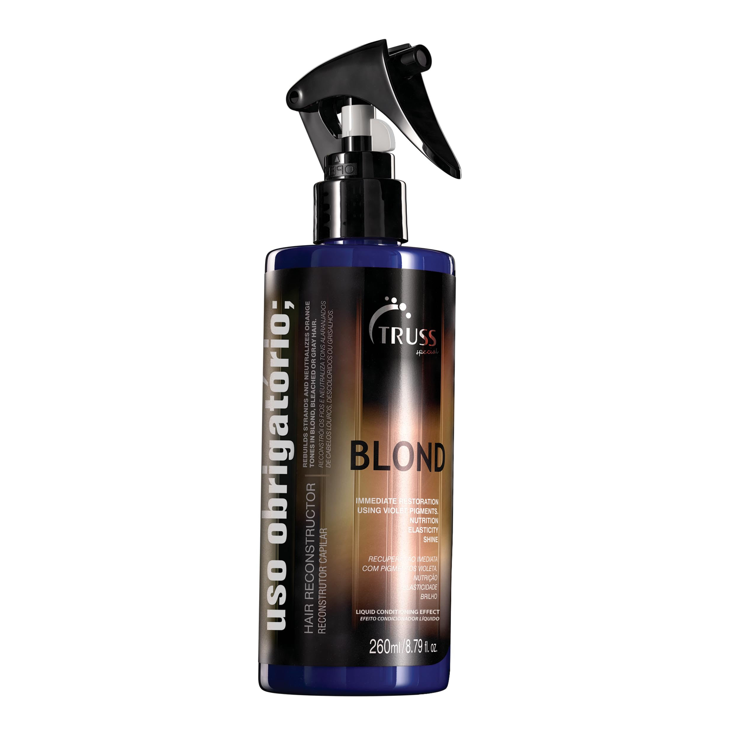 TRUSS Purple Hair Spray & Blonde Toner - Hair Lightening Spray & Reconstructor with Customizable Toning - Deluxe Prime Champagne Blonde - For Brassy, Gray, Bleached, or Blonde Locks (8.79 Oz)