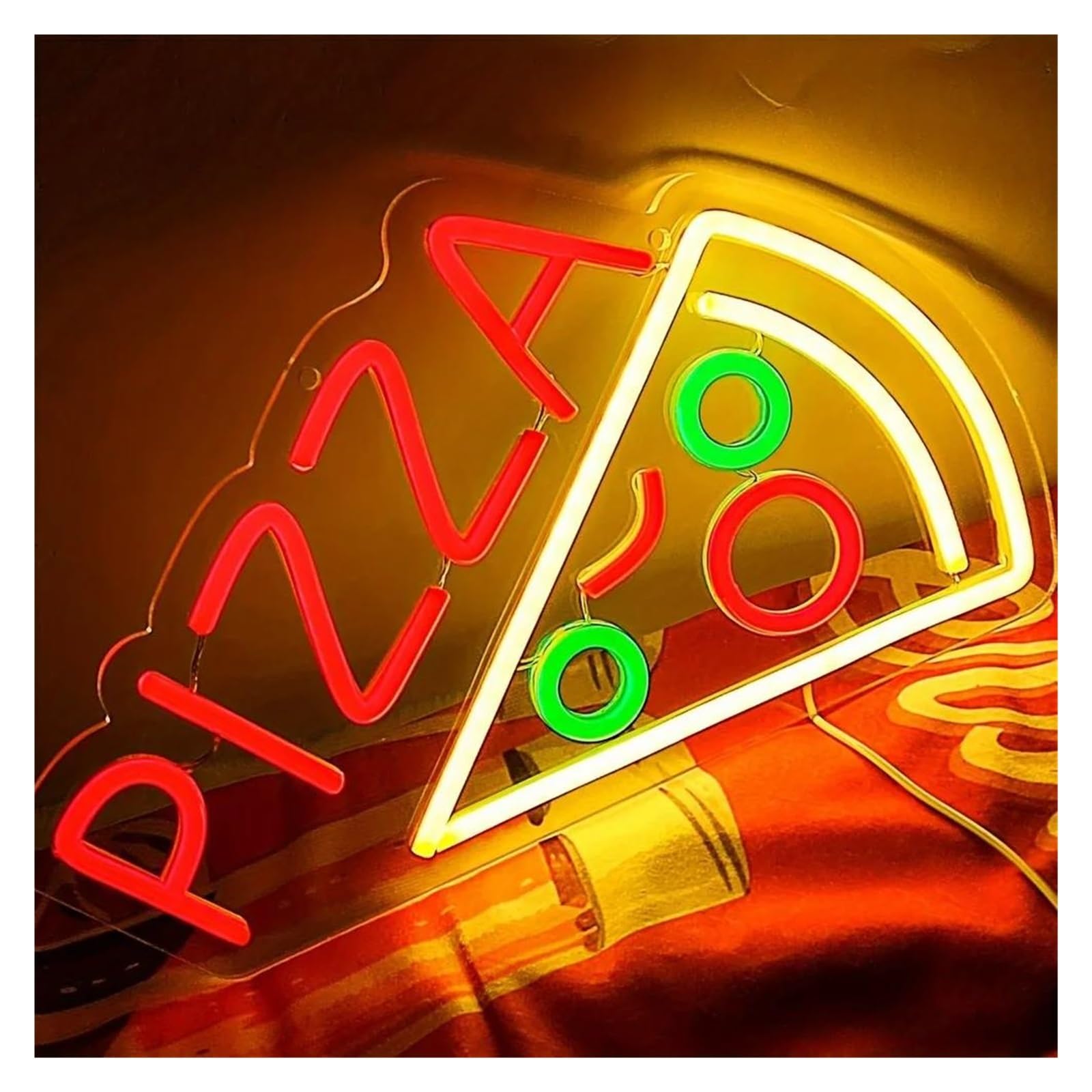Shouxi One Color Sign Lamp Pizza Neon Sign Pizza Shaped Light For Pizzeria Restaurant Kitchen Store Party Sign Illuminated Decor 37Cmx21cm