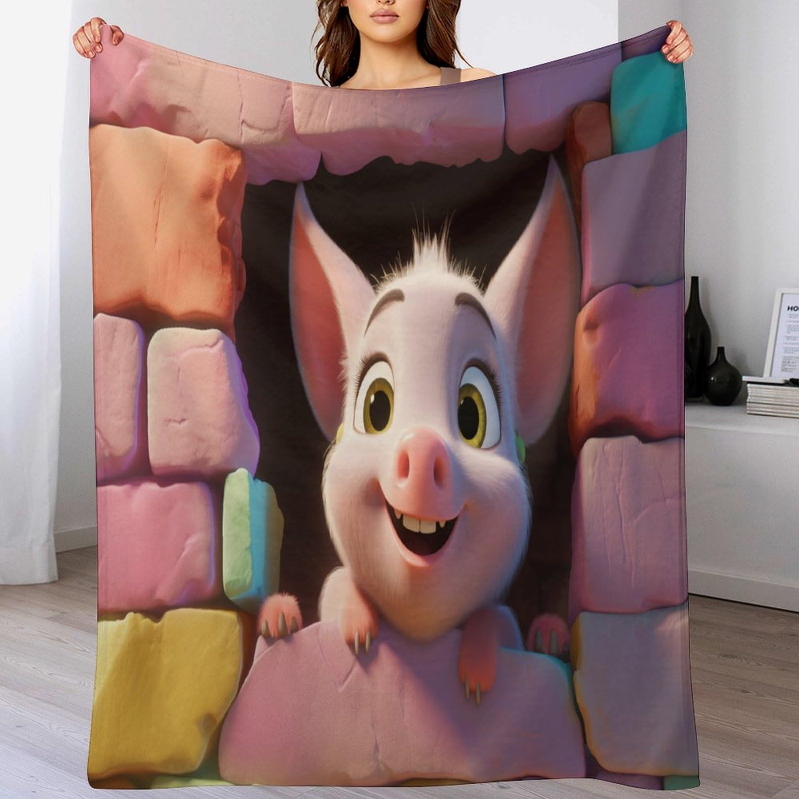 Couverture cochon mignon lit flannel couvre-lit jeté de canapé imprimé 3D