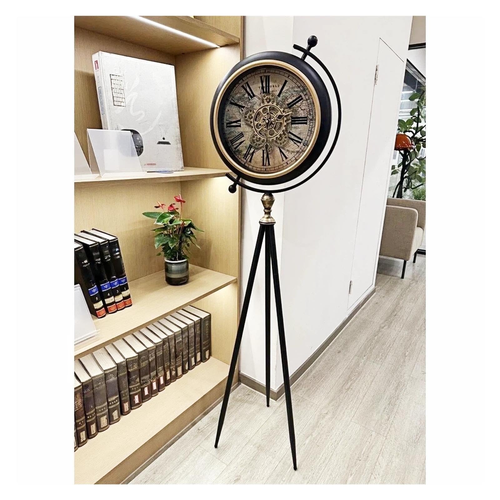 Reloj de abuelo Reloj de trípode de piso de metal con números romanos