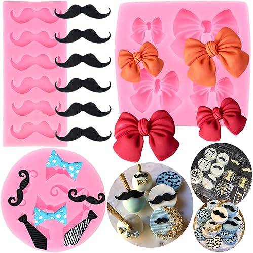 ZiXiang Molde de silicona para decoración de cupcakes con temática de hombrecito, molde de lazo para fondant, para decoración de pasteles de