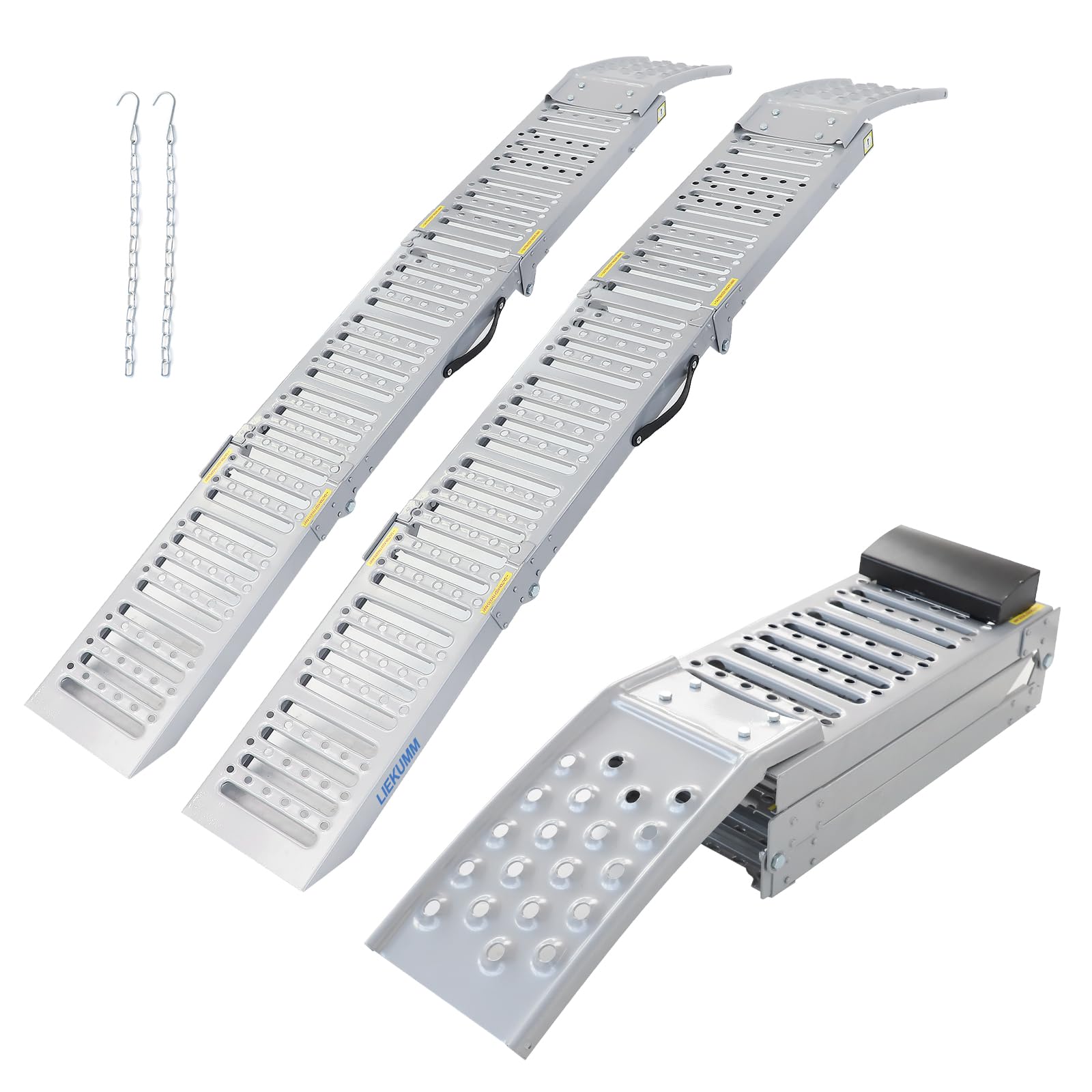 2PCS Tri-Fold Motorbike Ramp, 500 kg Capacity Steel Heavy Duty Car Ramps, 200 cm Motorcycle Ramps for Pickup Trucks, ATVs, UTVs, 1600 kg Capacity Car Ramp for Oil Change and Repairs