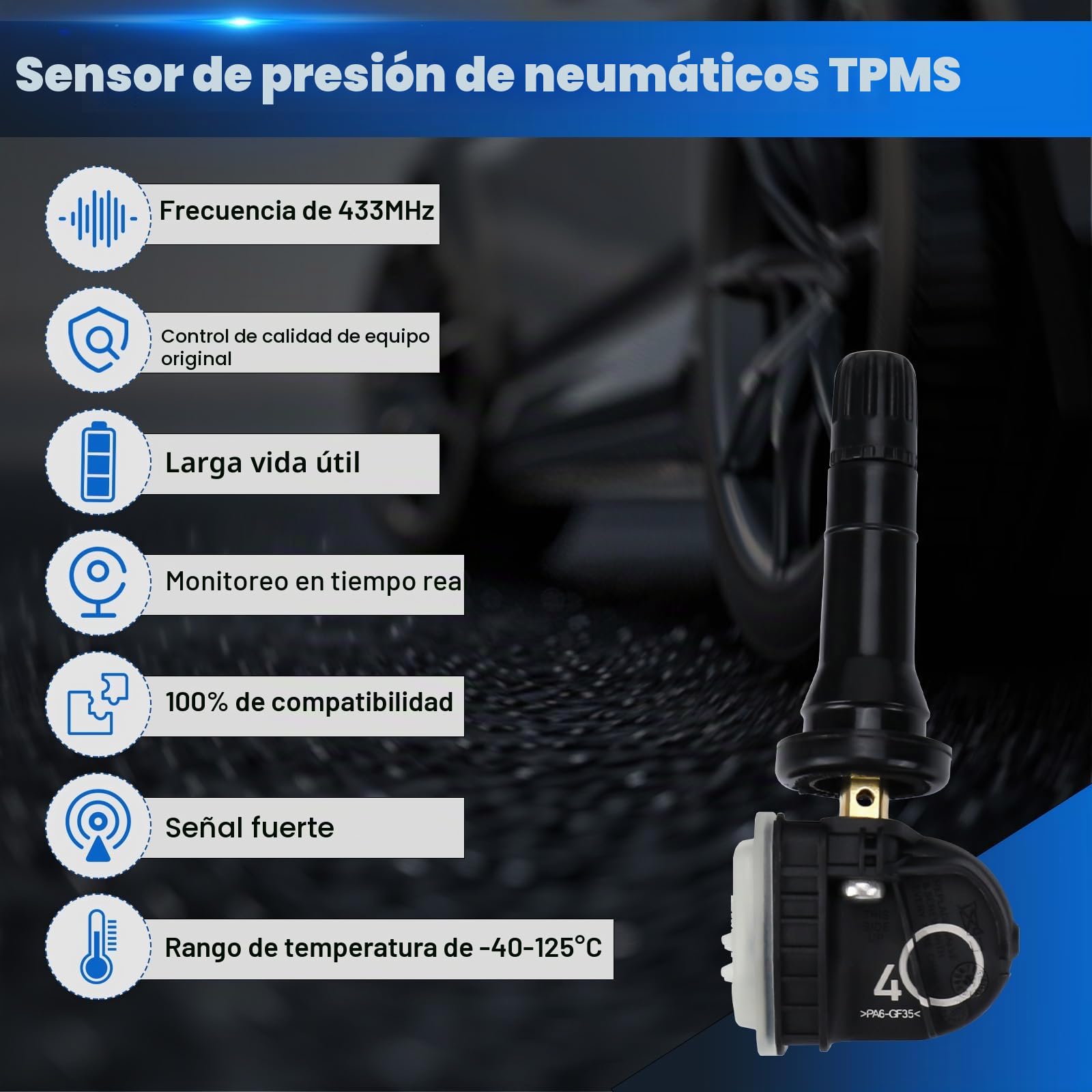Sensor de Presión de Neumáticos Compatible con O-pel Adam Astra J K Corsa D RDKS TPMS Compatible con Corsa E Insignia B Meriva B Zafira C Astra MK VIl 7 Cadillac XT4 Chevrolet Equinox 13506028