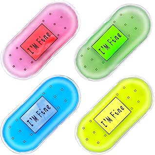 Reusable Gel Cold Packs for Toddlers and Babies, Soft Cloth Covers with 4 CuteDesigns, Hot & Cold Compress for Comfort, Soothing, Relaxation, and Everyday Bumps (YWBD)