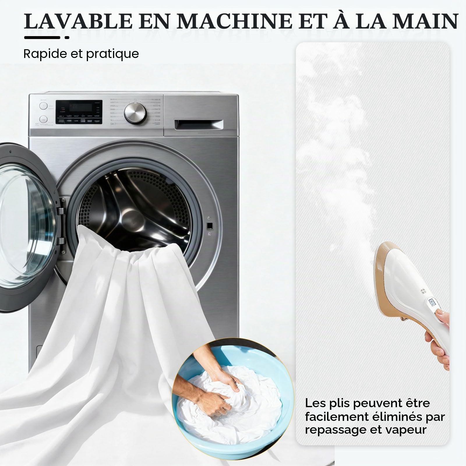 Toile de Fond Blanc avec 4 Clips Anti-Plis, Coton Mousseline Moins de Rides Pliable Fond Tissu Studio Photo (10 * 15FT / 3 * 4,5M Blanc) pour Le Portrait, Photographie, Vidéo, Camera, Photo