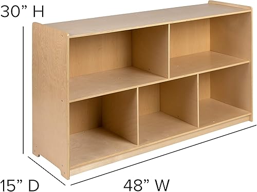 Miniatura 2 de EMMA + OLIVER Gabinete de almacenamiento de madera del aula de la escuela de 5 secciones para uso comercial o doméstico