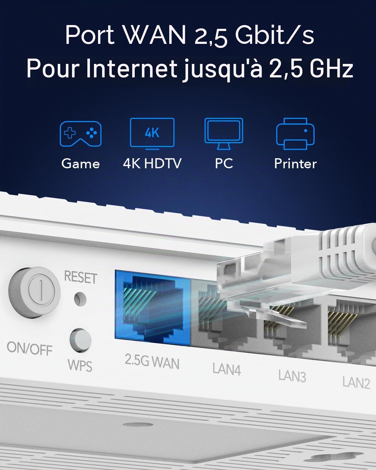 Cudy AX3000 Routeur Maillé WiFi 6 Double Bande Multi-Gigabit, WAN 2,5 Gbit/s, 4 Ports RJ45 Gigabit, MU-MIMO, OpenVPN, Wireguard, Zerotier, WR3000H