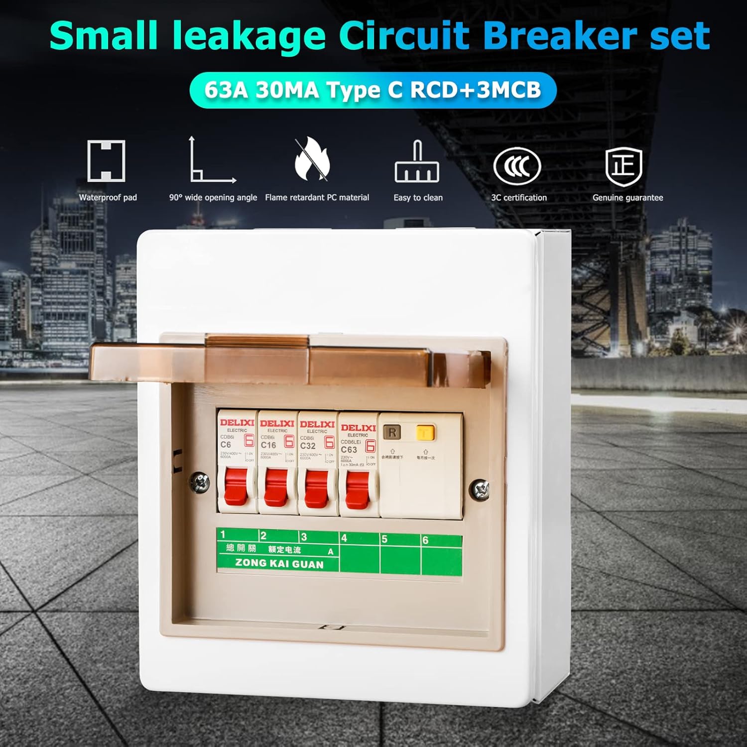 3 Way Garage Caravan Consumer Unit RCD63A 30mA ,3MCB 6A 16A 32A