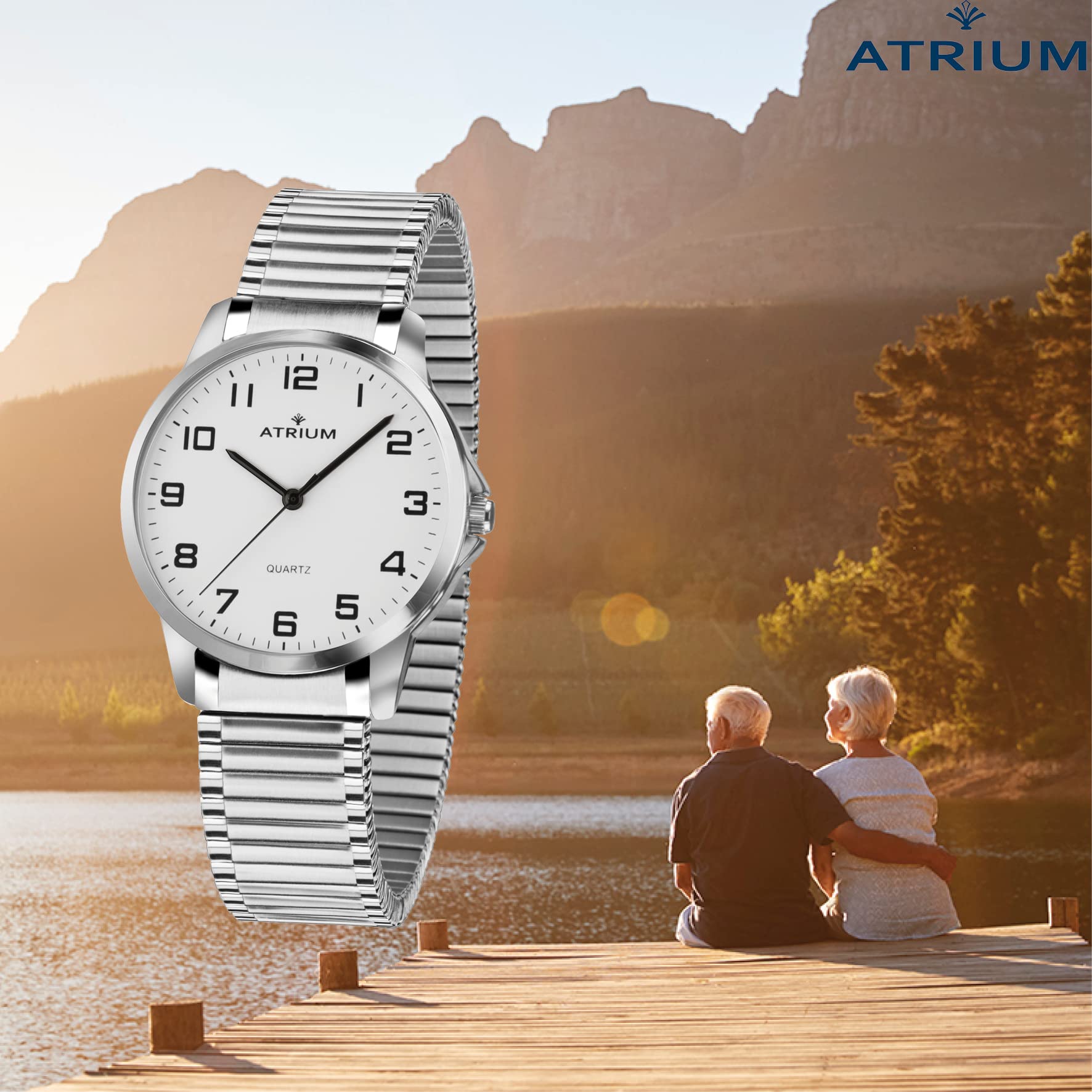 Atrium Orologio da polso da donna, analogico, al quarzo, con cinturino in acciaio inox, colore argento, A37-50