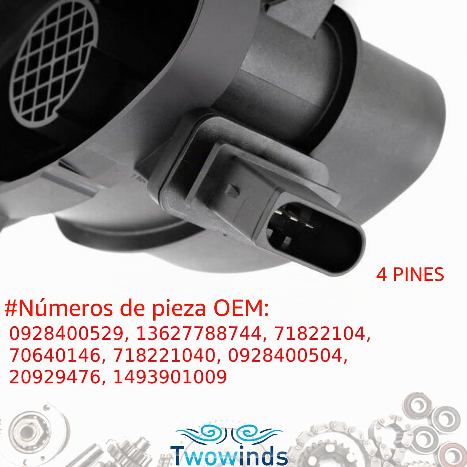 Twowinds - Caudalímetro 0928400504 Compatible con BMW E46 E53 E60 E61 E65 E66 E67 E90 E91 E92 E93 E87 E83 X5 X6 X3-718221040 - 20929476-1493901009 - Medidor Masa Aire - Flujometro