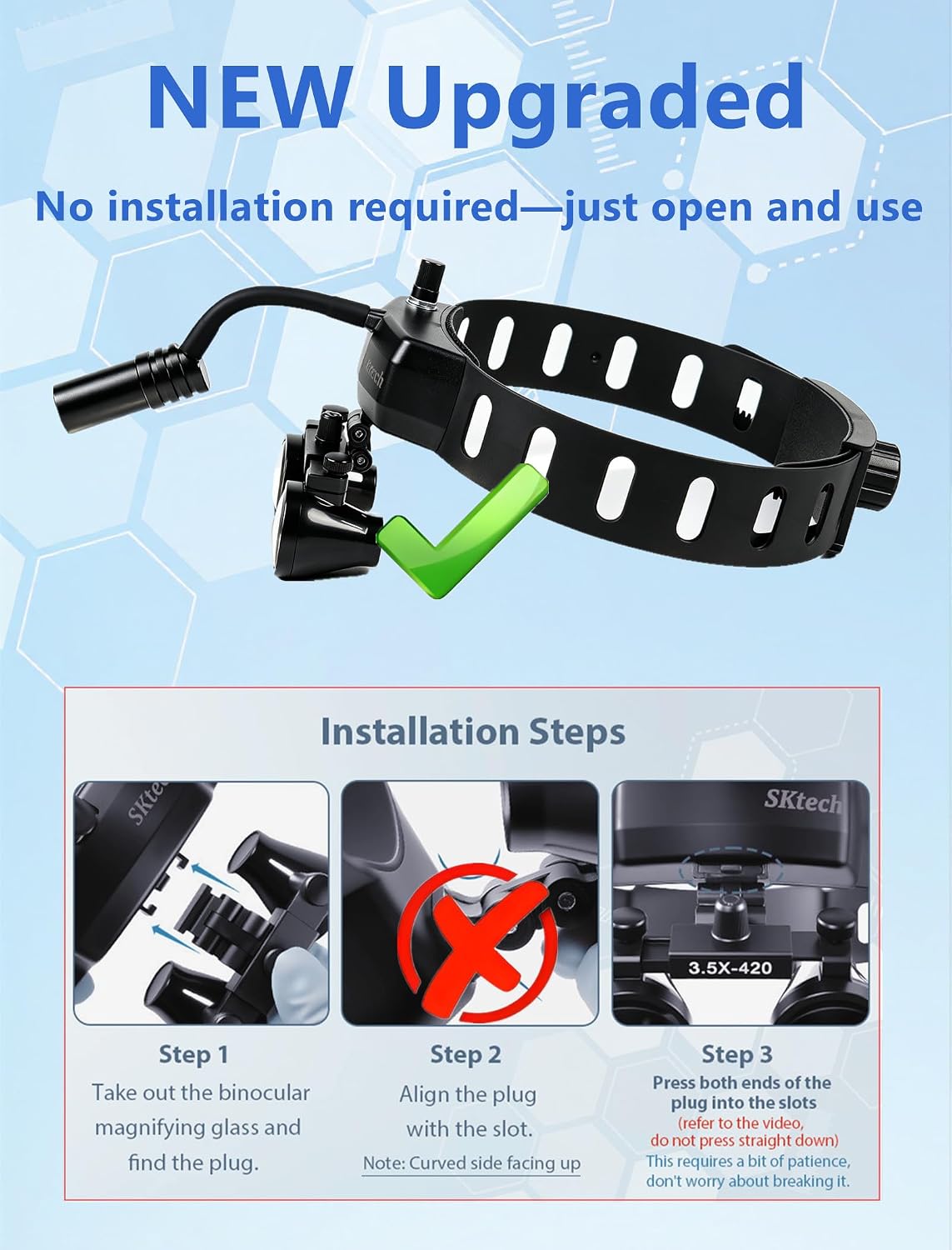 Headband Dental Loupes with Light 3.5X 420mm Surgical Loupes & Lamp