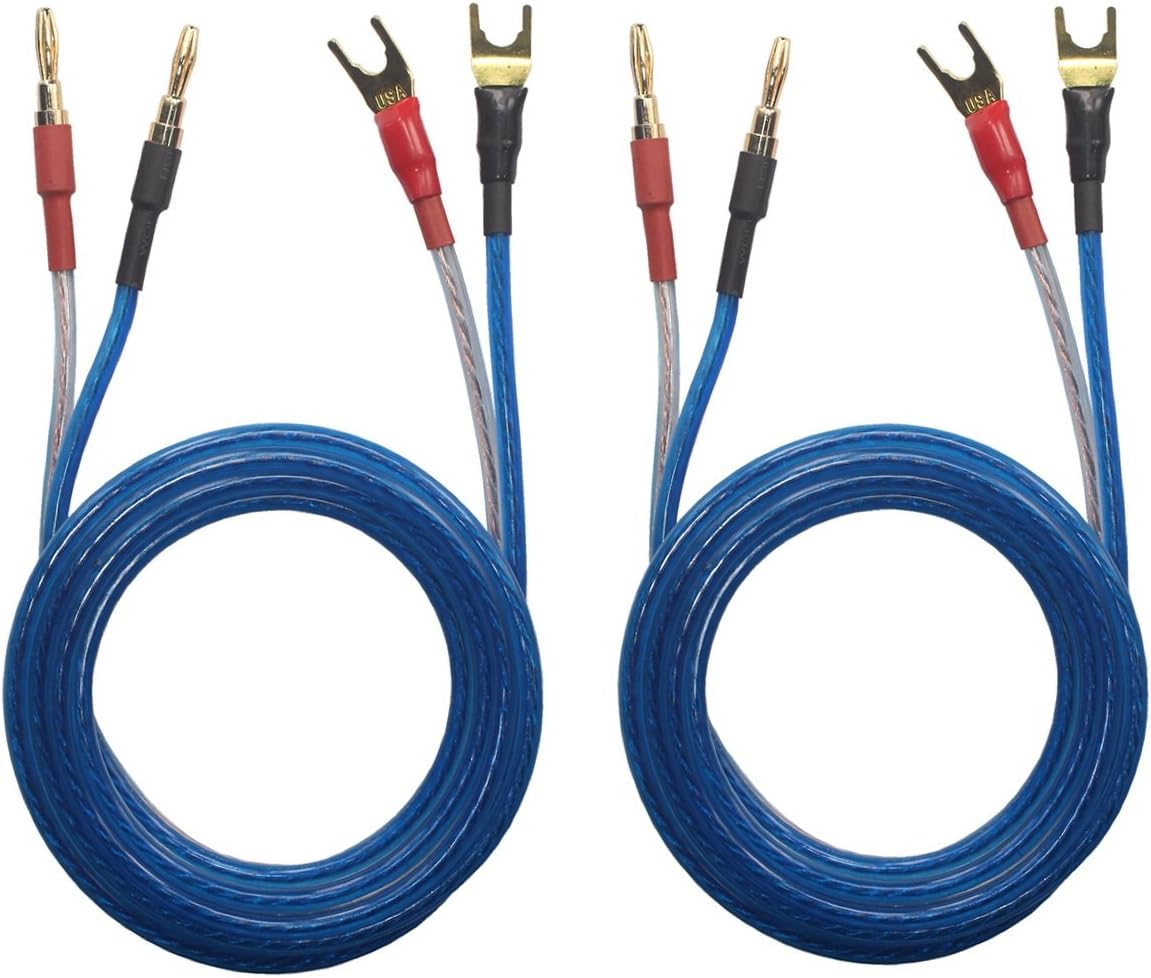 KK YB-ZB 1pair Set(4 Spade Plug & 4 Banana Plug) HiFi OFC Speaker Wire, Spade Plug to Pin Type Plug 1.5M(4.92ft)/3M(9.84ft)/5M(16ft), KK YB-ZB (3M(9.84ft))