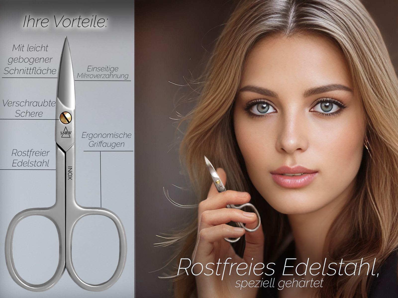 Nagelschere gebogen mit einseitiger Mikroverzahnung Edelstahl Rostfrei Maniküre Pediküre Schere zum präzisen kürzen von Finger- und Fußnägel 9 cm