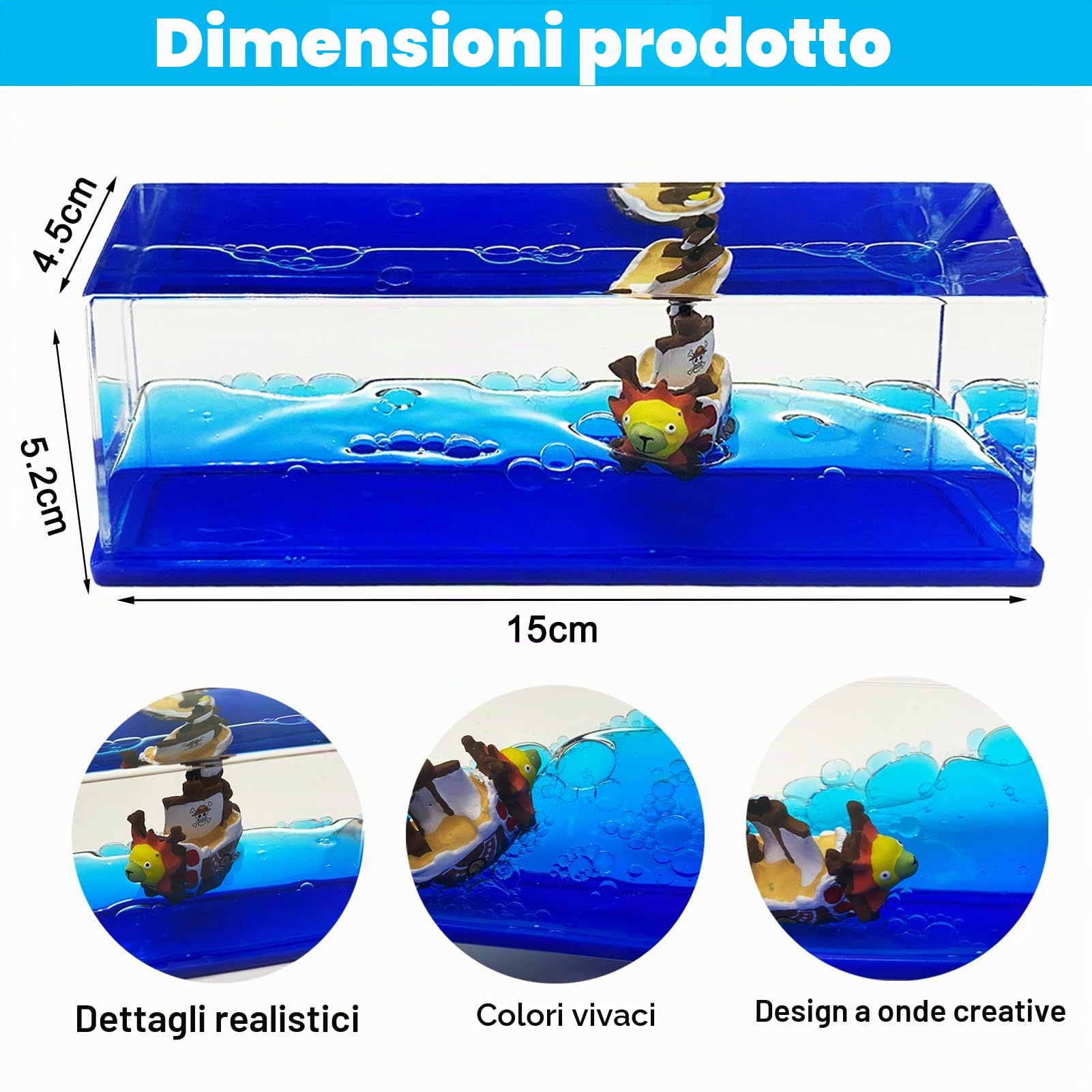 Byhsoep Nave Pirata in Bottiglia, Fluid Drift Flacone Thousand Sunny Cruise Ship Fluid Drift Bottle Scatola Pirate Ship Decoration Ein Nave per Casa Decorazione