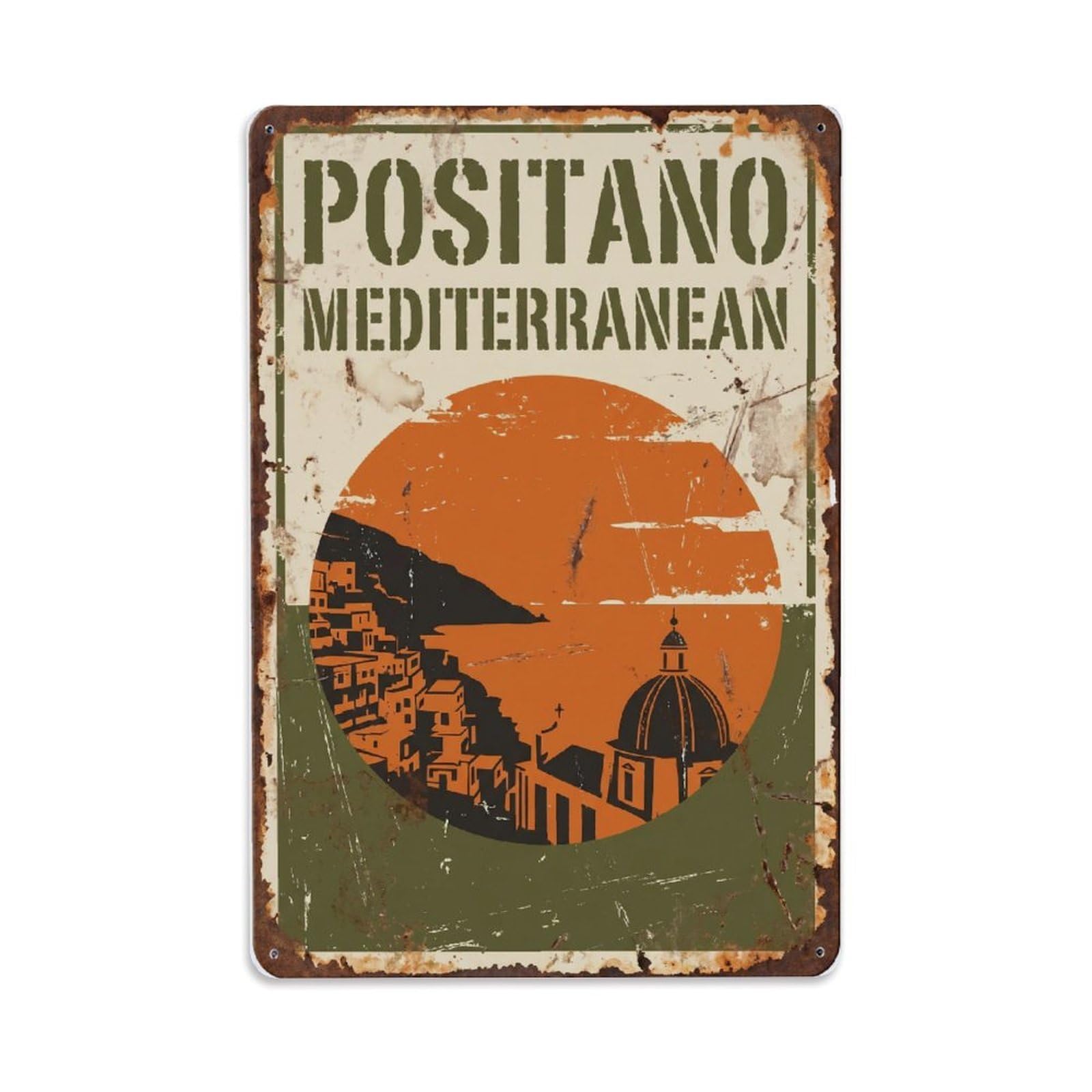 Vintage Travel Positano Italy Journey Metal Tin Sign