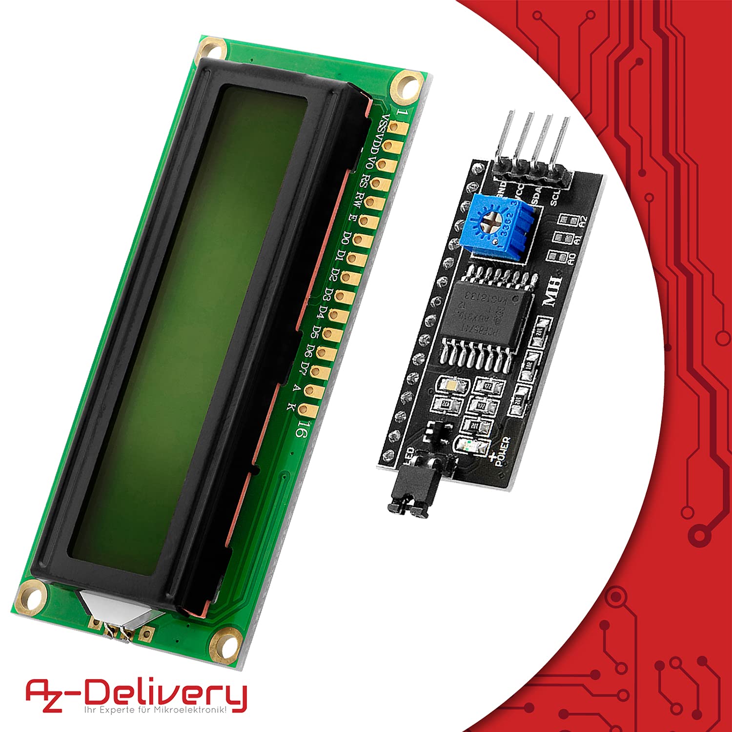 AZDelivery 5 x HD44780 16x2 LCD Moduł Wyświetlacz Bundle z I2C Interfejs 2x16 kompatybilny z Arduino i Raspberry Pi w tym E-Book! (z Zielonym Tłem i Czarnymi Znakami)