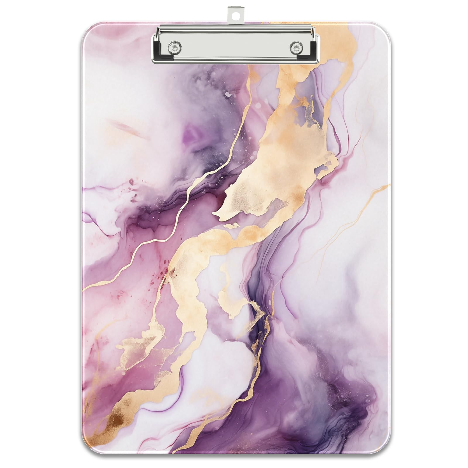 Rimilak Plastic Clipboards with Metal Clip, A4 Letter Size 9 x 12.5 in, Office Decorative for Students Women Men and Kids, Cute Custom Pattern, Purple