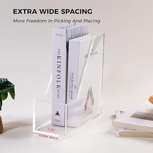 Miniatura 6 de Porta revistas soporte de archivos de acrílico y organizador de escritorio, clasificador de archivos de sujetalibros transparente, organizador de