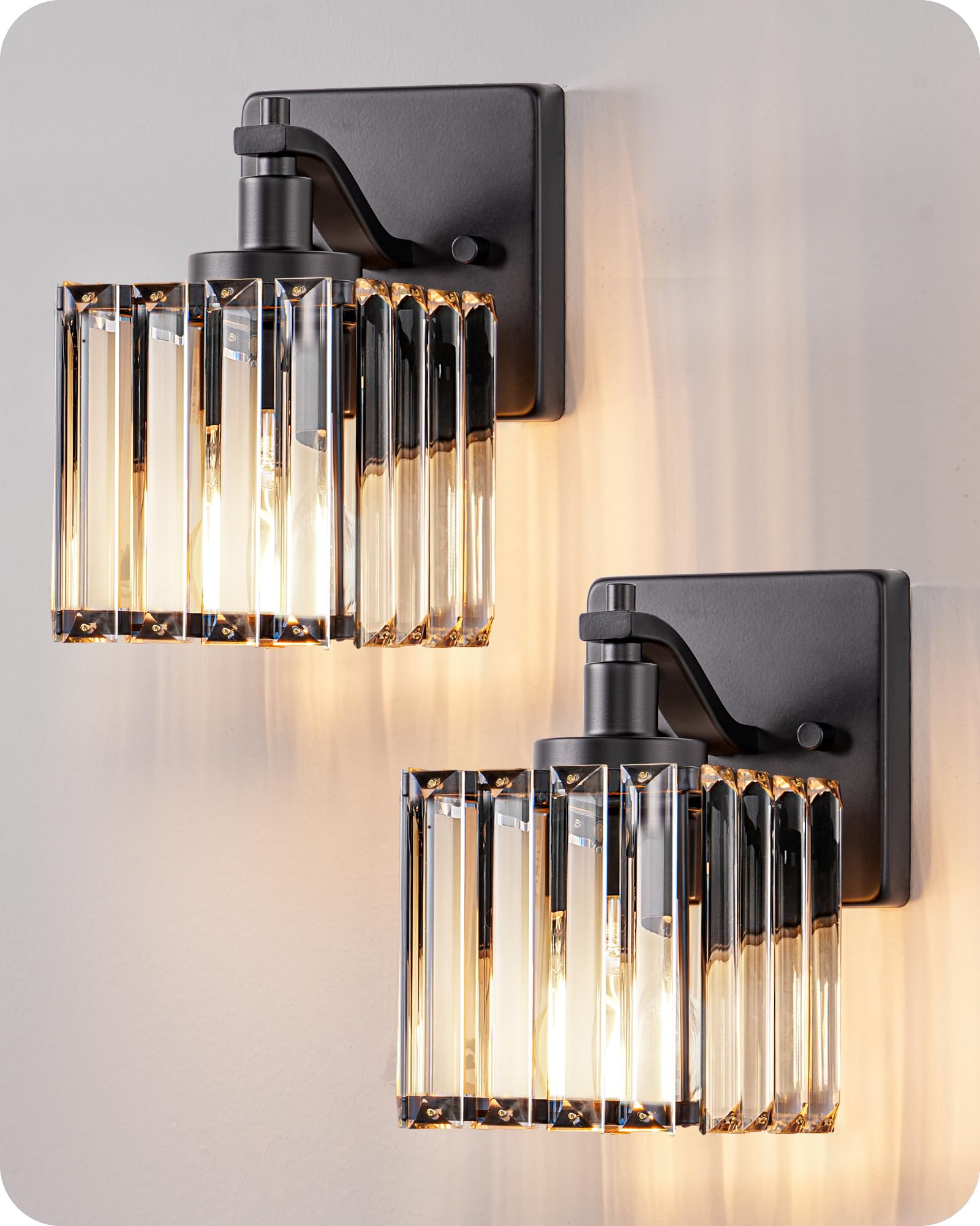 EDISHINE Hardwired Bathroom Light Fixtures Modern Wall Sconces Set of Two Crystal Bathroom Vanity Llight Indoor Lighting Fixtures