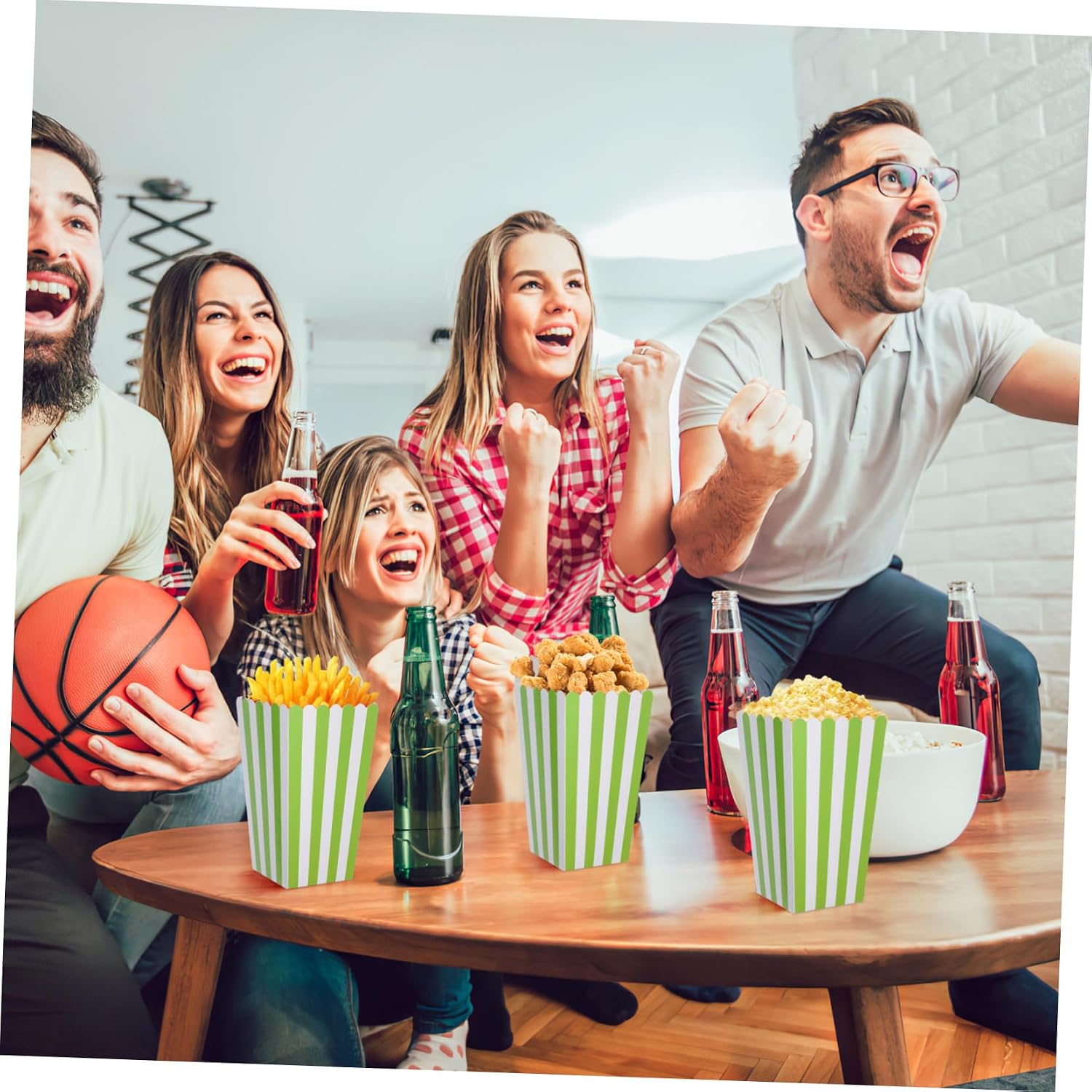 Ciieeo 40pcs Movie Night Candy Buckets Carnival Popcorn Treat Boxes Striped Paper Party Containers Oil-resistant Snack Buckets