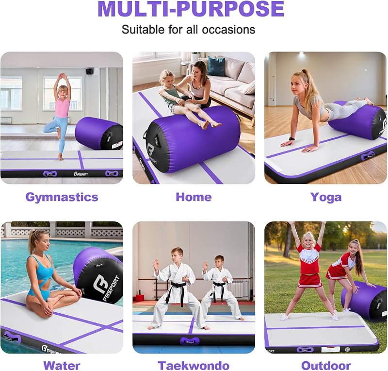 FBSPORT Airtrack Tornaszőnyeg 4m x 100cm x 10cm Légpumpával és Tekerccsel