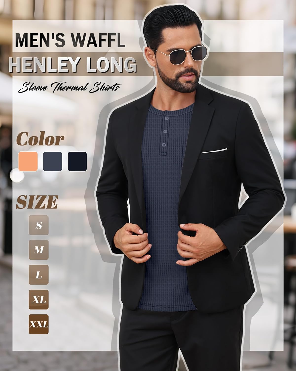 3 Pack Men's Waffle Henley Long Sleeve Thermal Shirts, Lightweight Casual Undershirts Pullover Tops with Pockets - Image 3