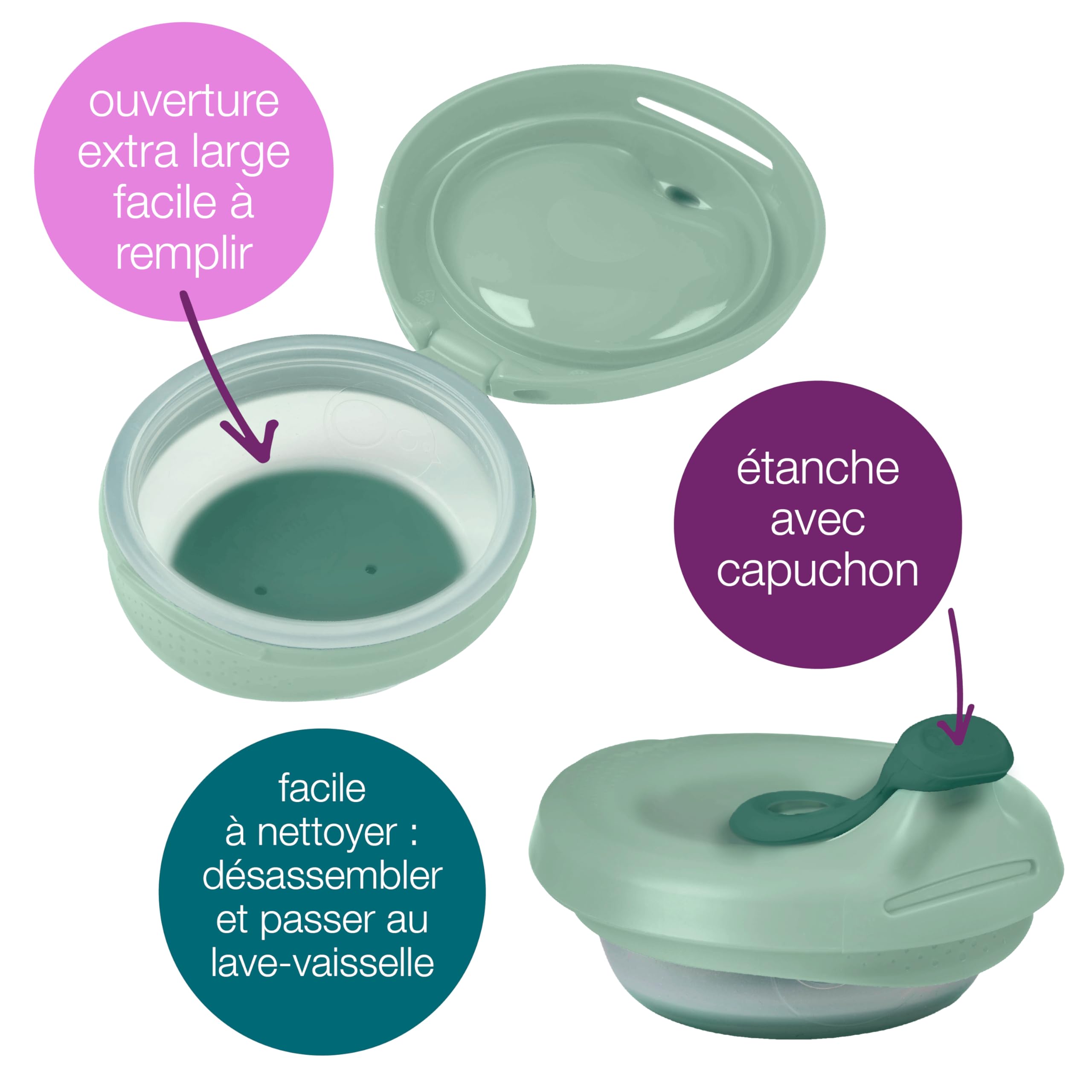 b.box Fill+Feed | Boite Repas Réutilisable pour Bébé | Boite de Conservation Alimentaire en Silicone avec Couvercle | Passe au Lave-Vaisselle et au Micro-ondes | Sans BPA | Dès 4 Mois | 110 ml