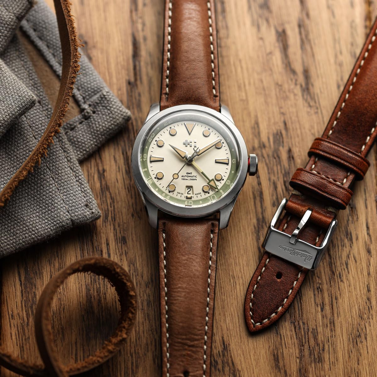 WatchGecko Bracelet de montre en cuir Vintage Highley | Bracelet de montre en cuir italien authentique certifié, élégant et résistant, rembourré pour plus de confort