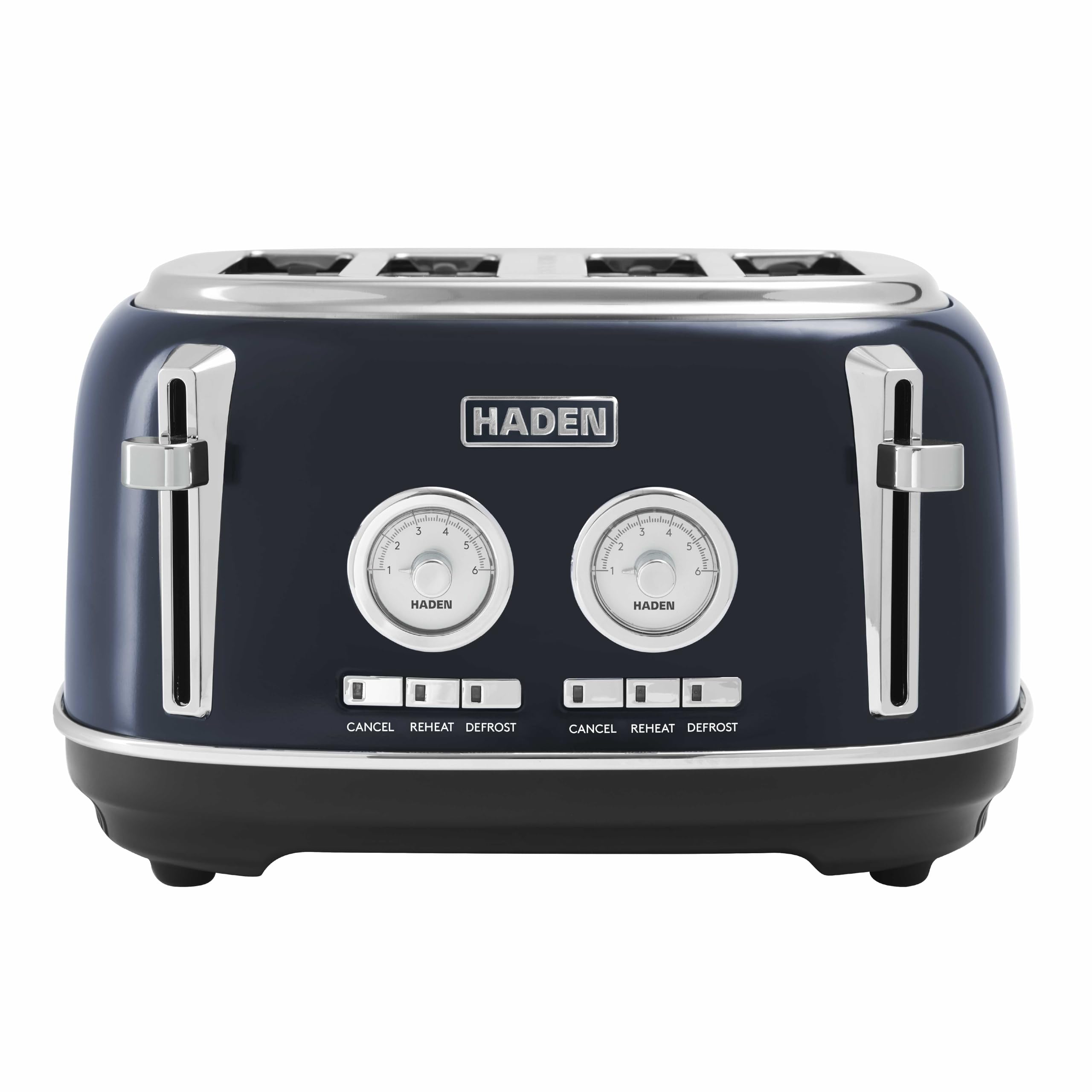 Haden Jersey 4 Slice Steel Blue ToasterSteel Toaster With Reheat And Defrost FunctionsRetro Electric Stainless from B&Q
