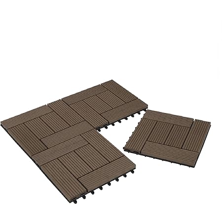 22er Set WPC Holz Fliese Terrassenfliesen klicksystem 30x30cm für ...