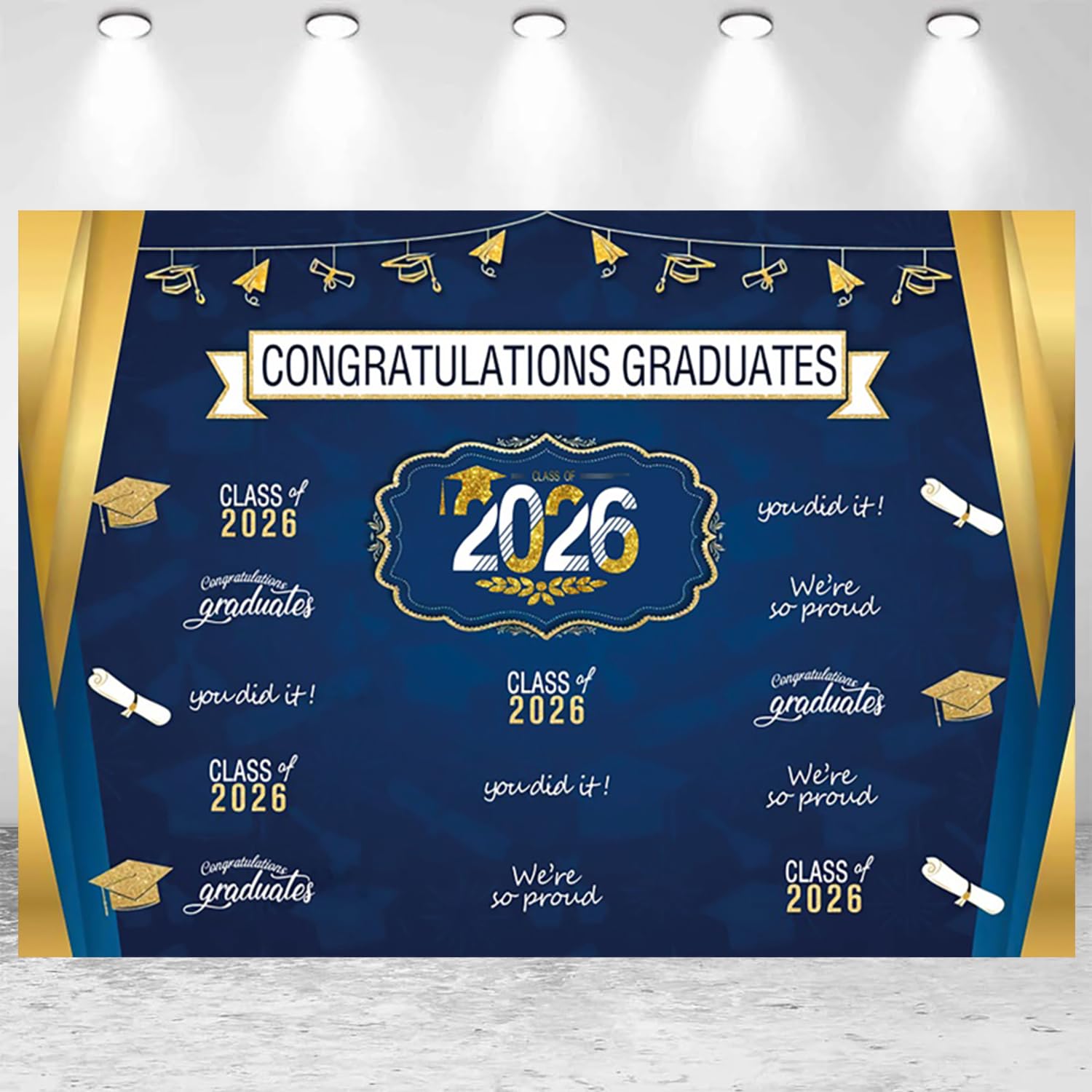 Photo 1 of 10x8ft Class of 2026 Graduation Backdrop Congratulations Graduates Photography Background for Congrats Grad School Prom Party Banner Decorations Photo Studio Props