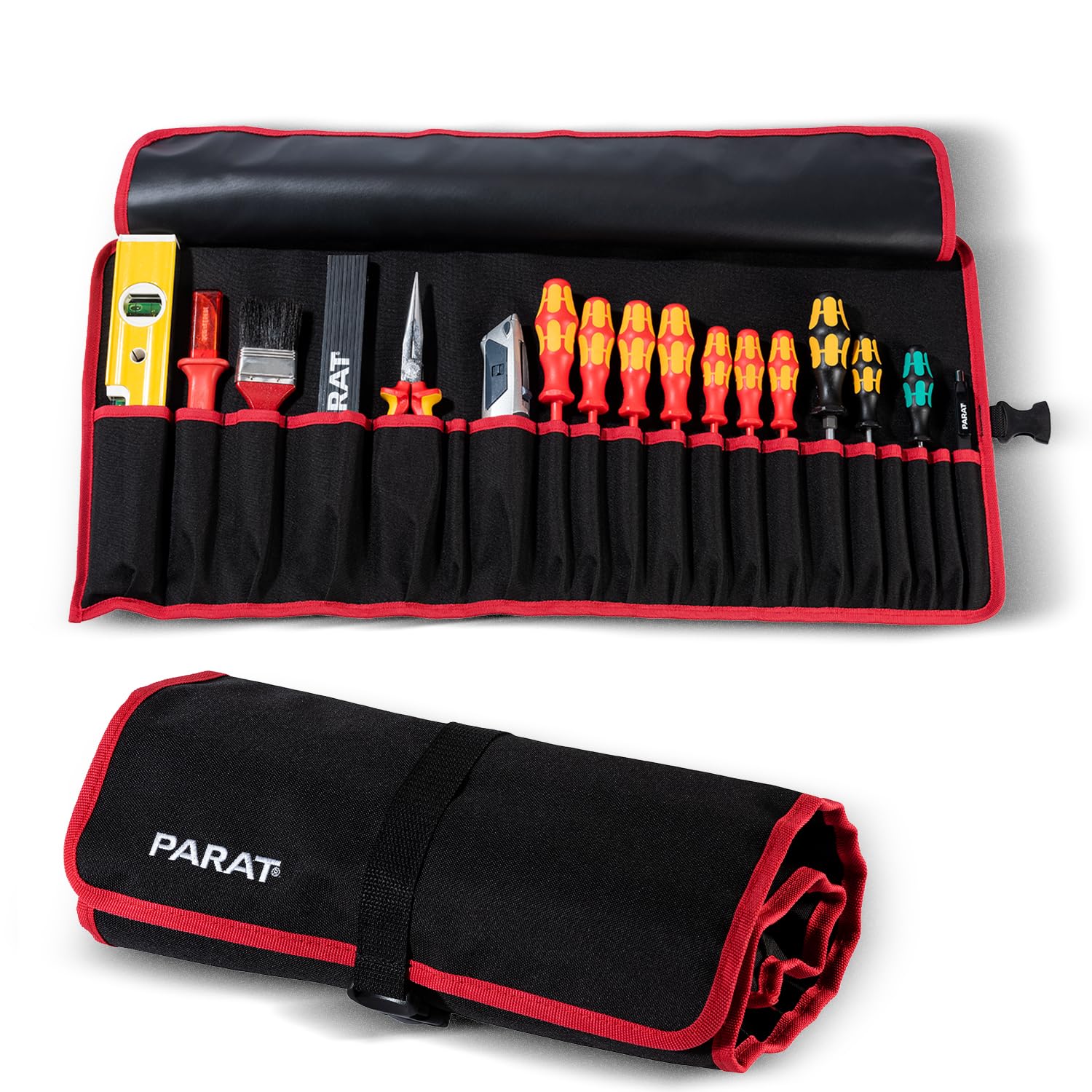 PARAT BASIC Roll-Up Case 20 | zwijana torba na 20 narzędzi z nylonu | kompaktowa torba na narzędzia z zamknięciem wtykowym | pusta rolka na narzędzia dla rzemieślników | torba na narzędzia premium
