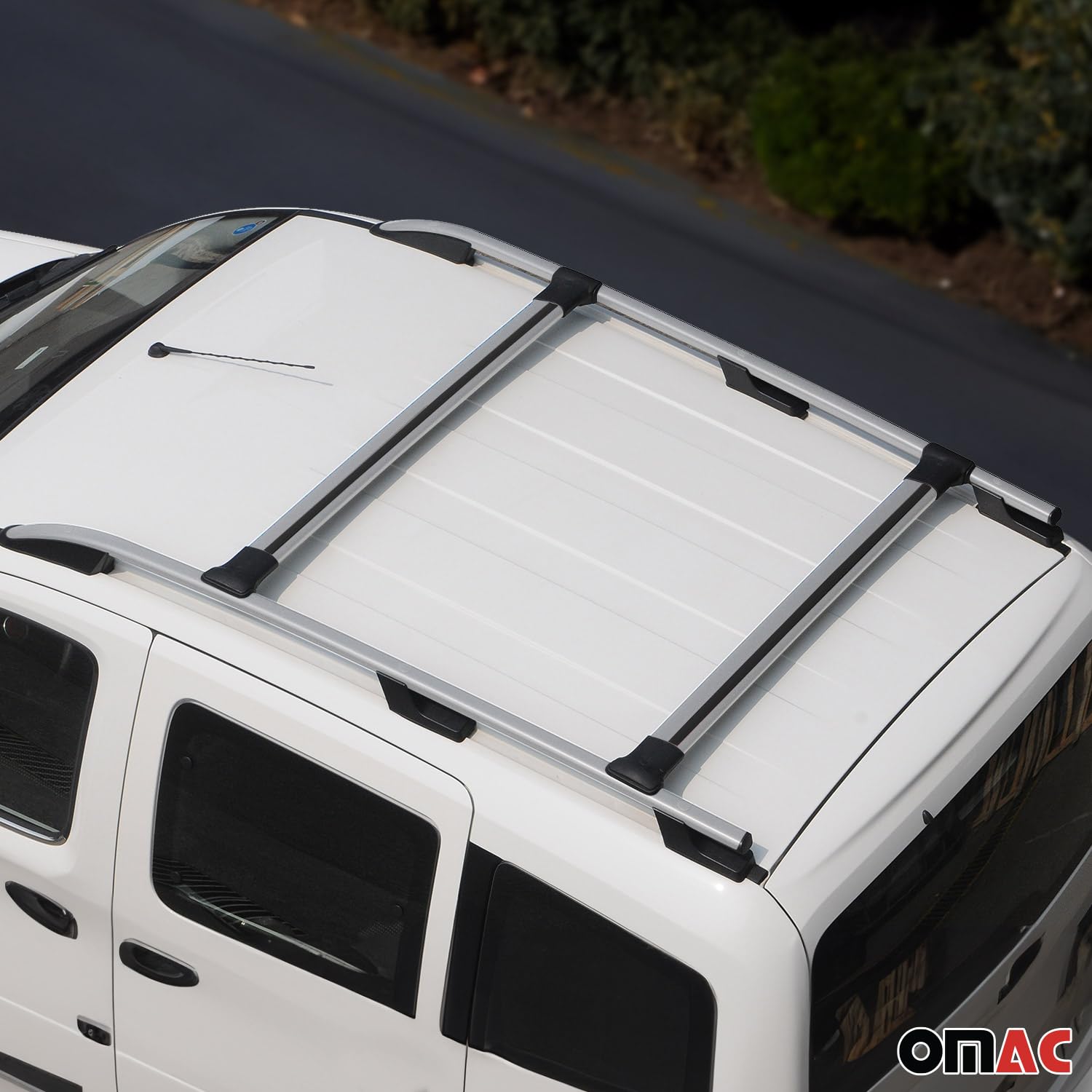 Kit de barras de techo compatible con Citroën Nemo Peugeot Bipper Fiat Qubo – Galería de techo – Porta-Bagajes portabicicletas de techo – Capacidad de carga 75 kg – de aluminio gris – 4 piezas