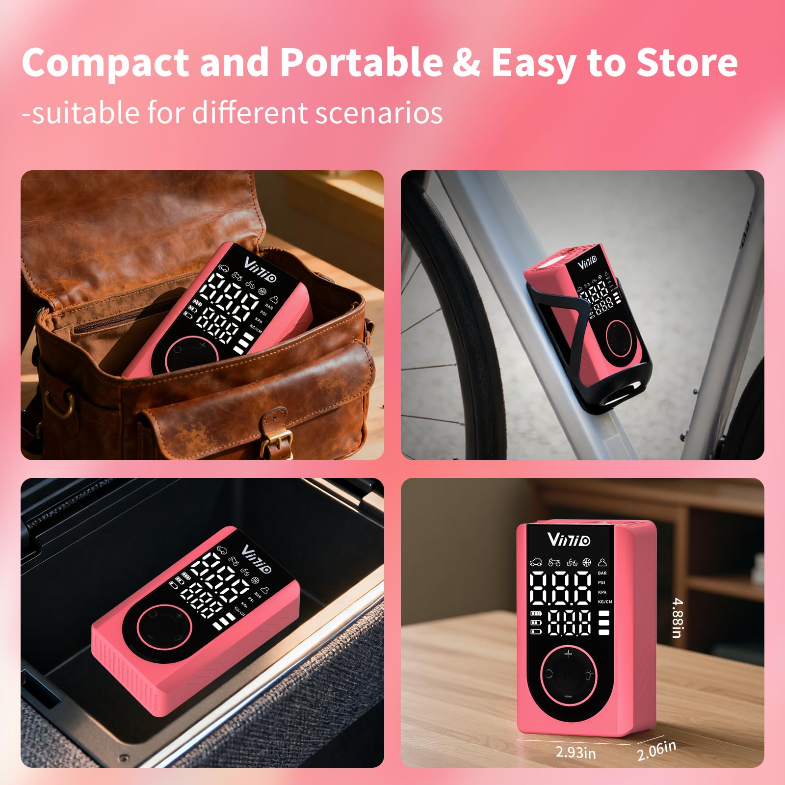 Vinid Tire Inflator Portable Air Compressor LED Digital Display Auto Shut-Off 5 Models 150 PSI Air Pump for — view 7