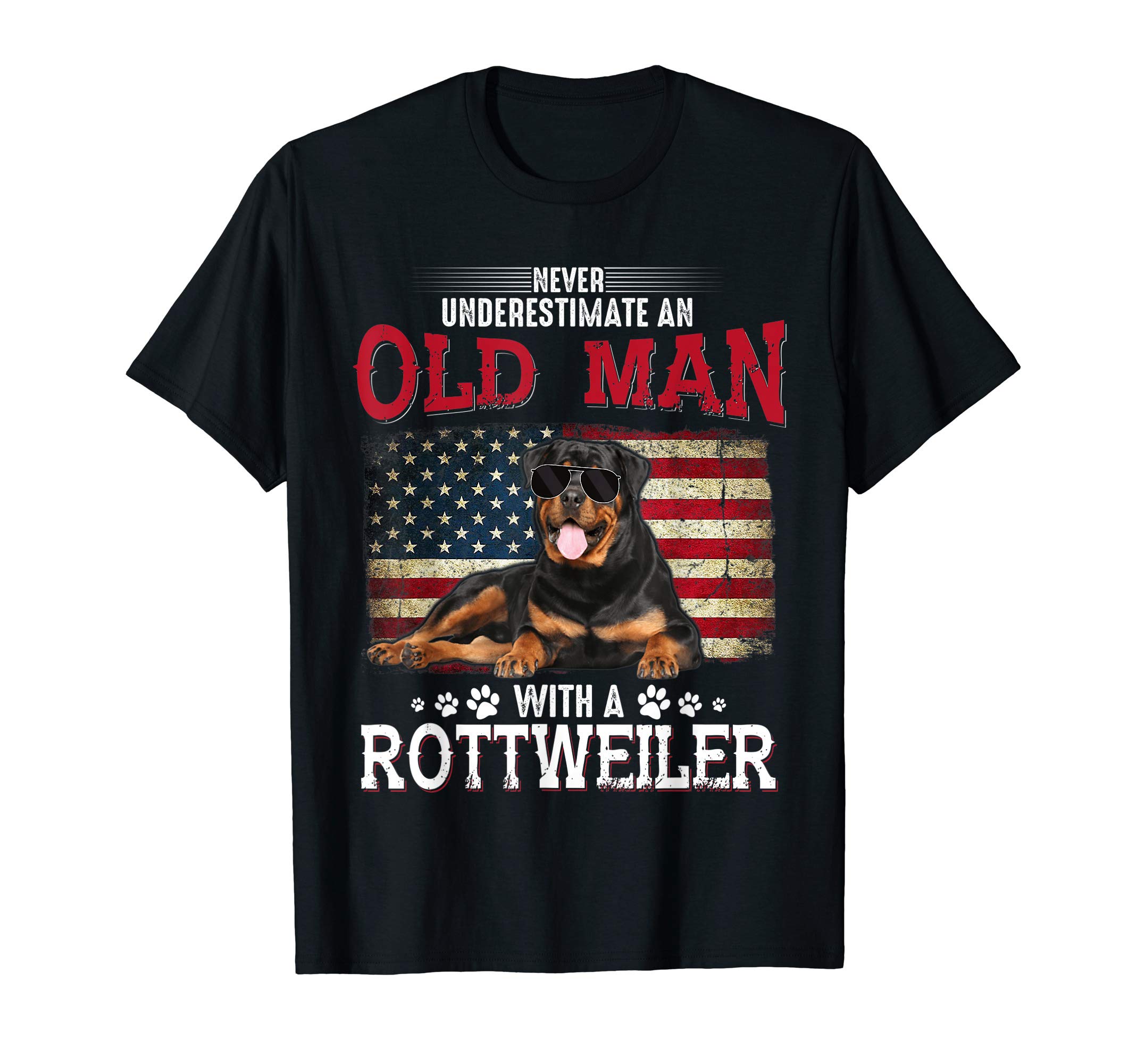 Never Underestimate An Old Man With A Rottweiler Costume T-Shirt