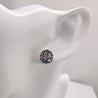 Vista 4 de Pendientes de imitación drusa en postes de plástico hipoalergénico de 0.394 in Púrpura