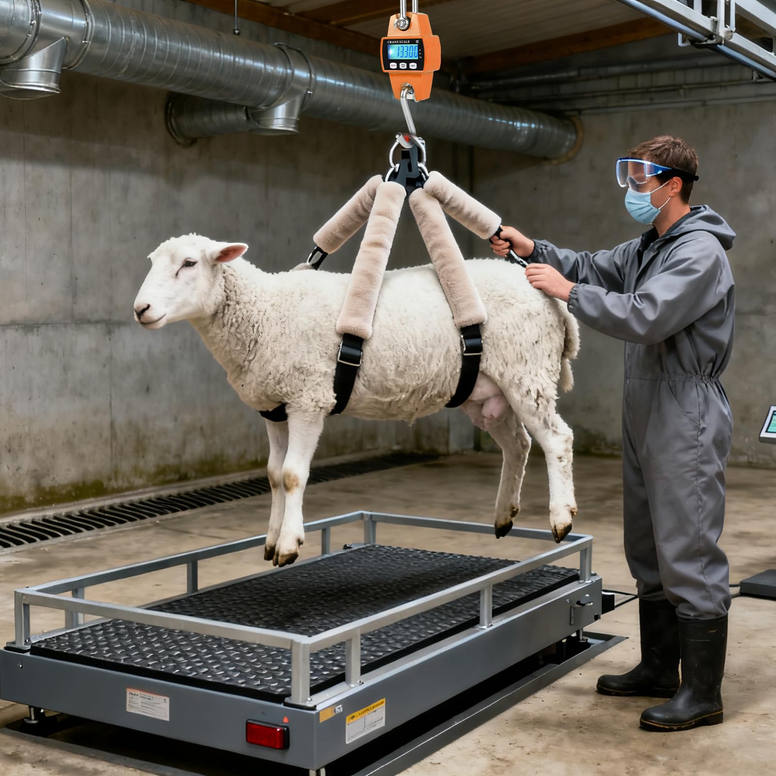 EFUTURETIME Hängewaage Digital 300KG, Kranwaage Präzision Portabilität aus Aluminium, Wildwaage Hakenwaage für Jagd, Angeln, Bauernhof, Fabrik, Wharf-Wiegen, Stahlrohstoffe, Orange