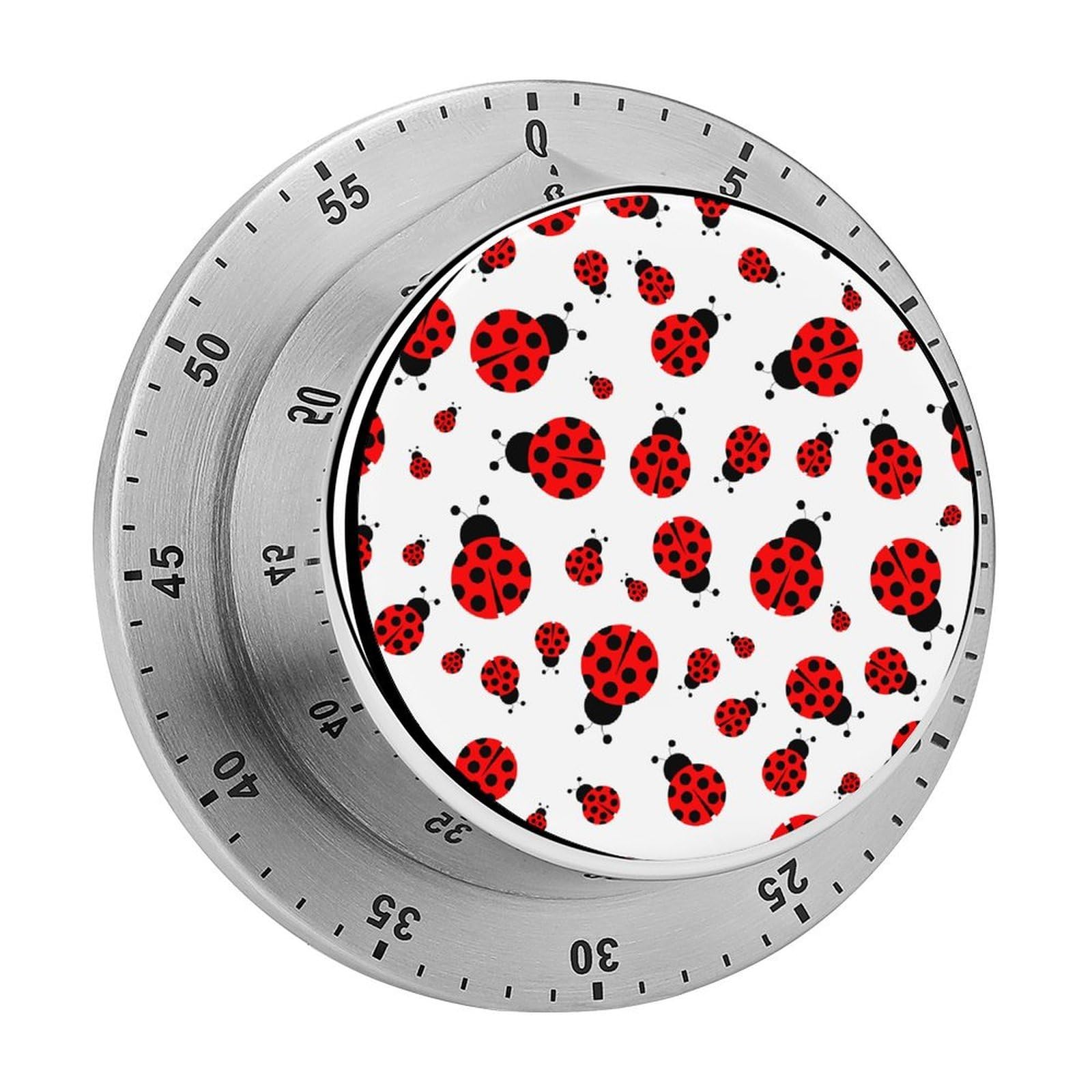 Ladybug Red Black Dots White Circular Rotating Timer, Suitable for Kitchen and Bedroom