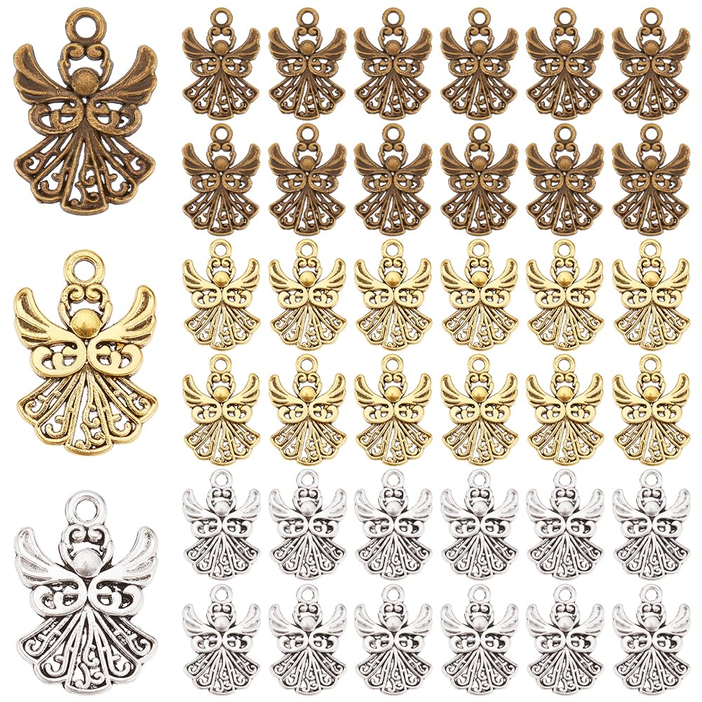 PH PandaHall80 Pcs Feet Footprint Shape Tibetan Style Zinc Alloy Pendant Charms For Necklace Pendants Jewelry Diy Craft Making Antique Silver