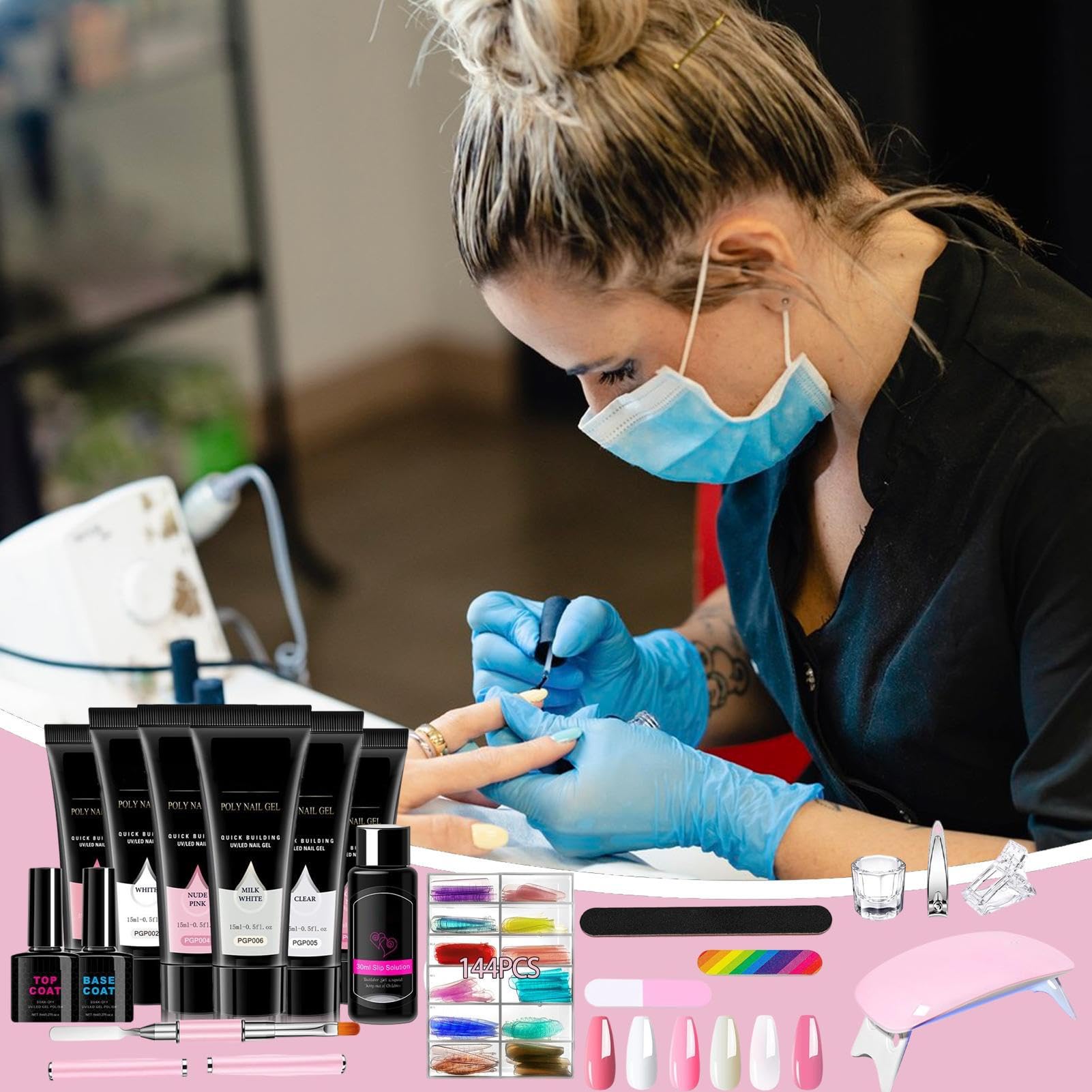 Kit Per Ricostruzione Unghie Strumento Manicure Leggero e Portatile | Smalto per Allungamento Unghie Donna Ideale per Viaggi Casa Ufficio Scuola Fidanzata Moglie