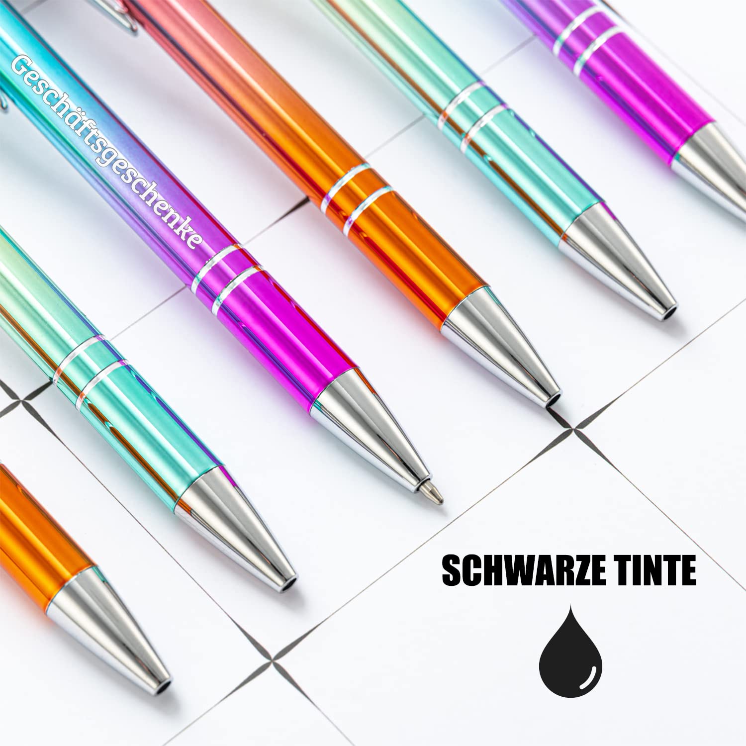 Personalisierter Business-Kugelschreiber, benutzerdefinierter Touchscreen-Stift für Studenten/Erwachsene, Abschlussfeier, Jubiläum, Büro, Schule, schwarze Tinte – optional bis zu 300 Stifte
