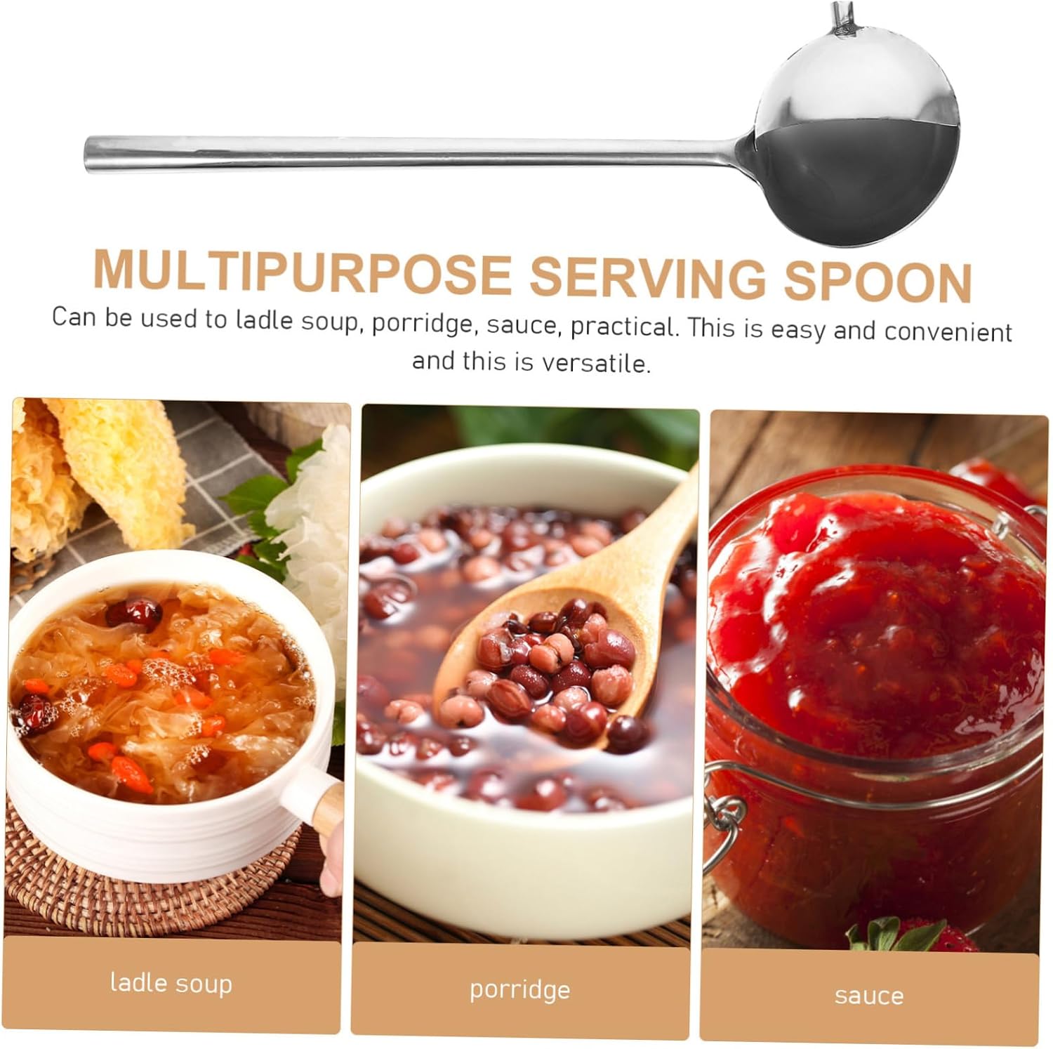 Cabilock Stainless Steel Gravy Ladle for Soup and Sauce Pouring Kitchen Accessory for Home and Restaurant Use Ergonomic Design for Easy Serving